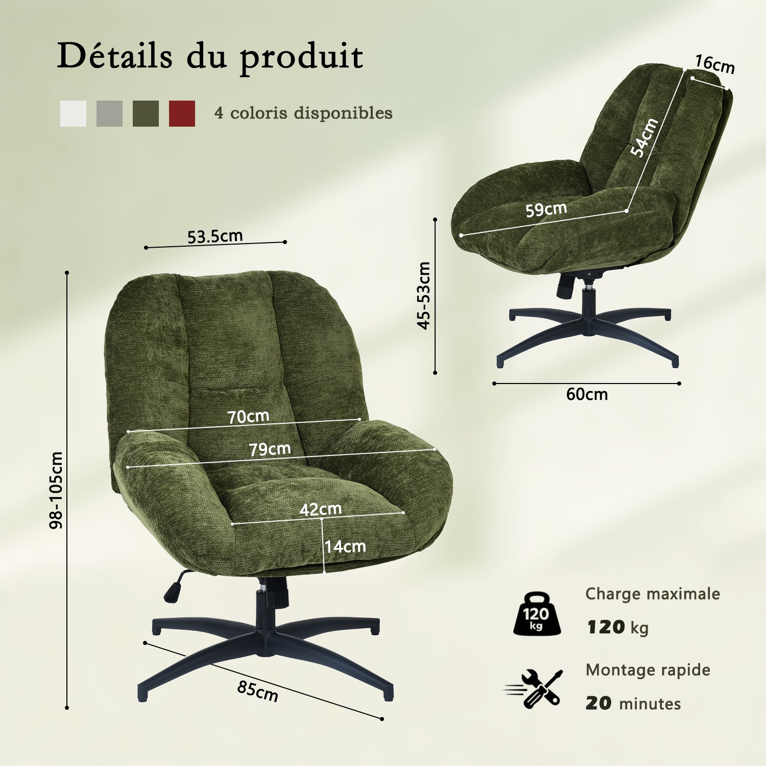Einstellbare ergonomische Büro -Sessel mit Stoff Armlehnen weiße Schleife - Thomasina