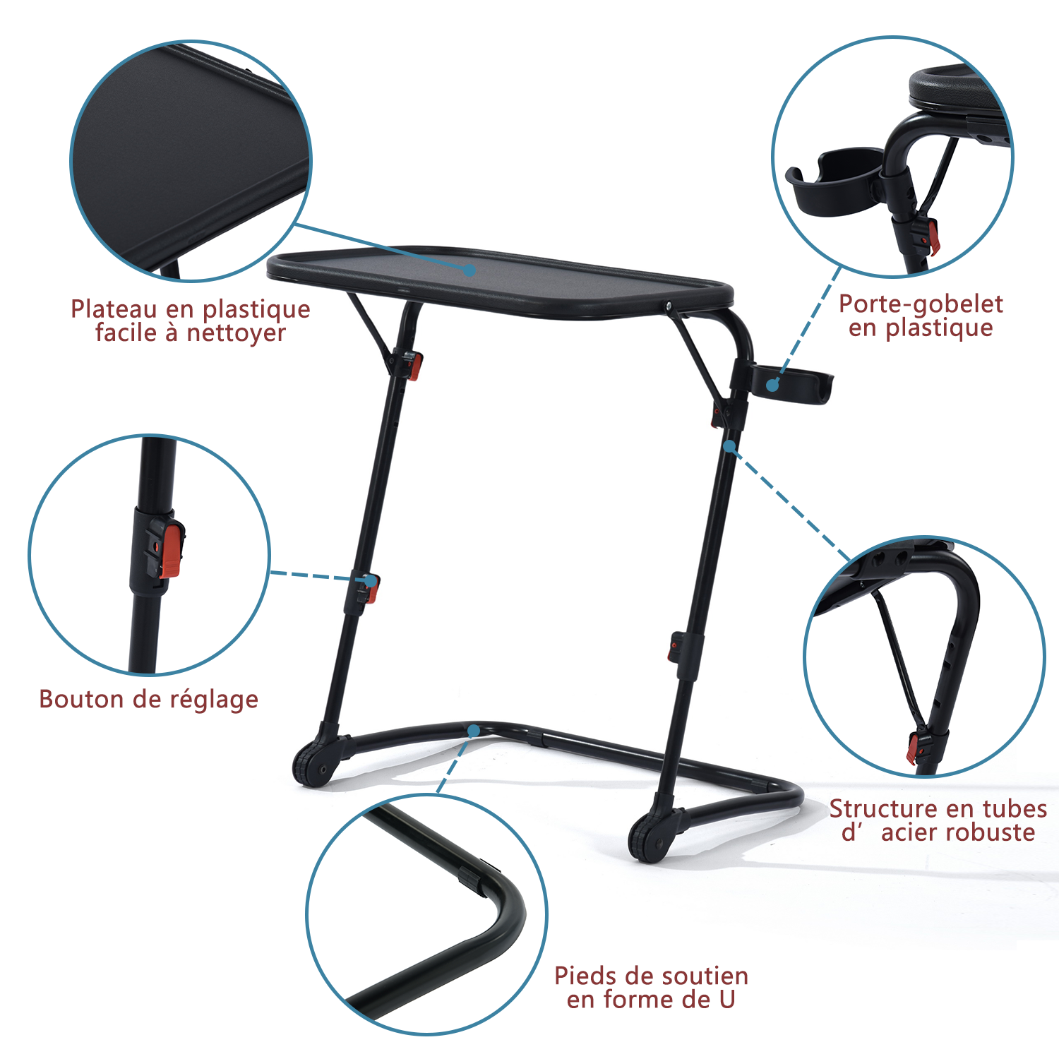 Ensemble avec table d’appoint noire pliable et fauteuil de bureau en velours côtelé rose ââ‚?BASELINE & ROSS