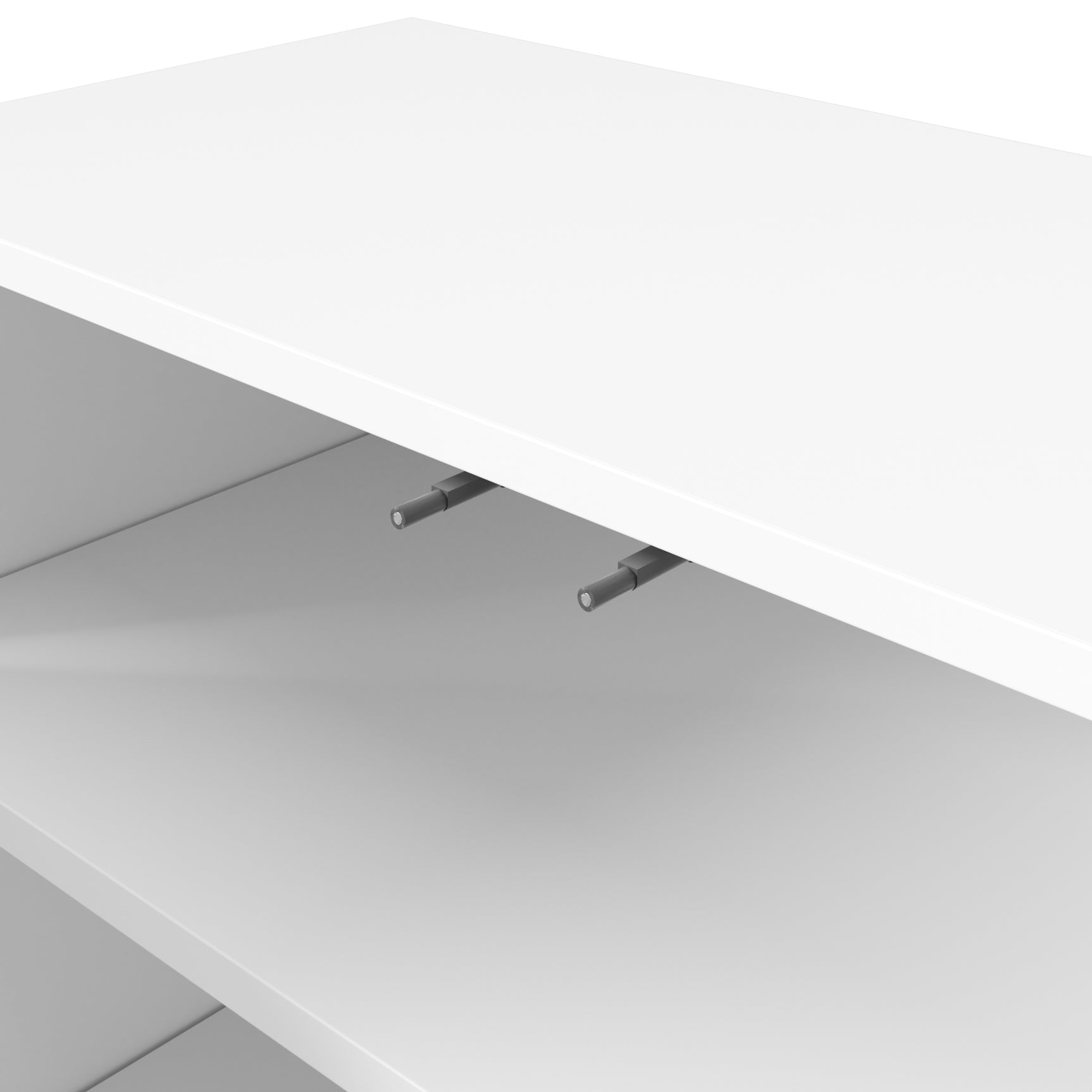 Modernes Weiß- und Holzbuffet mit 3 Schubladen und Schiebetüren mit Lamellen