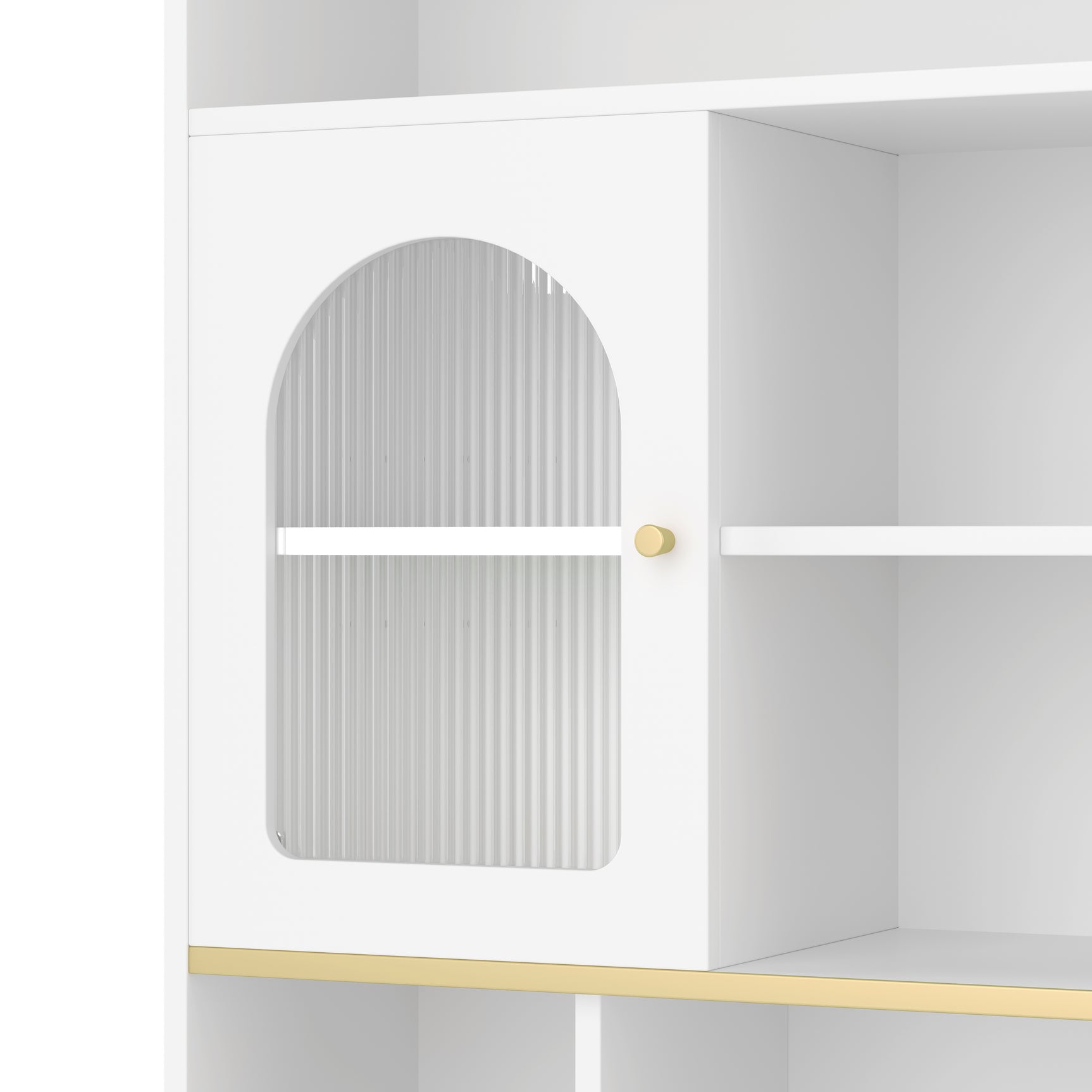 White multifunctional library with LEDs and glass doors - 78 × 36 × 180 cm
