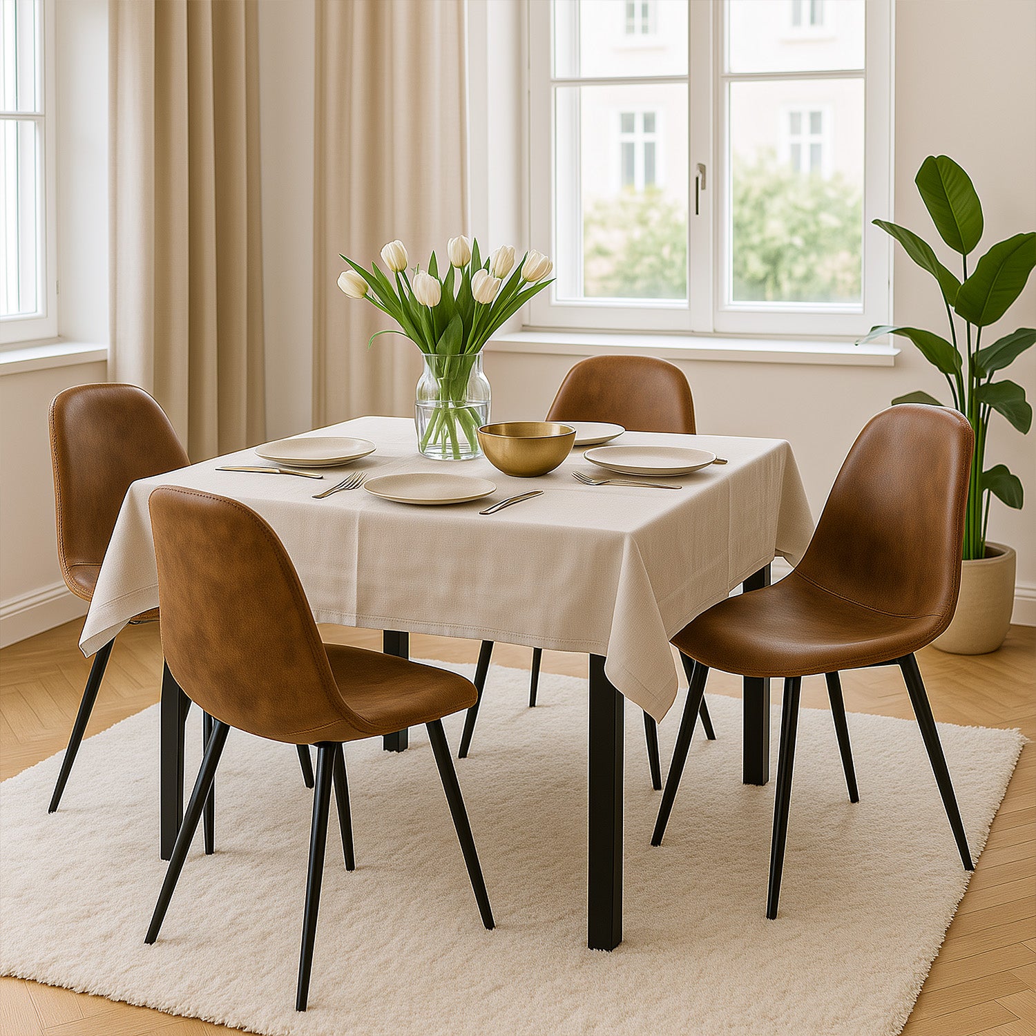 Set of 4 industrial dining chairs in suede - Charlton
