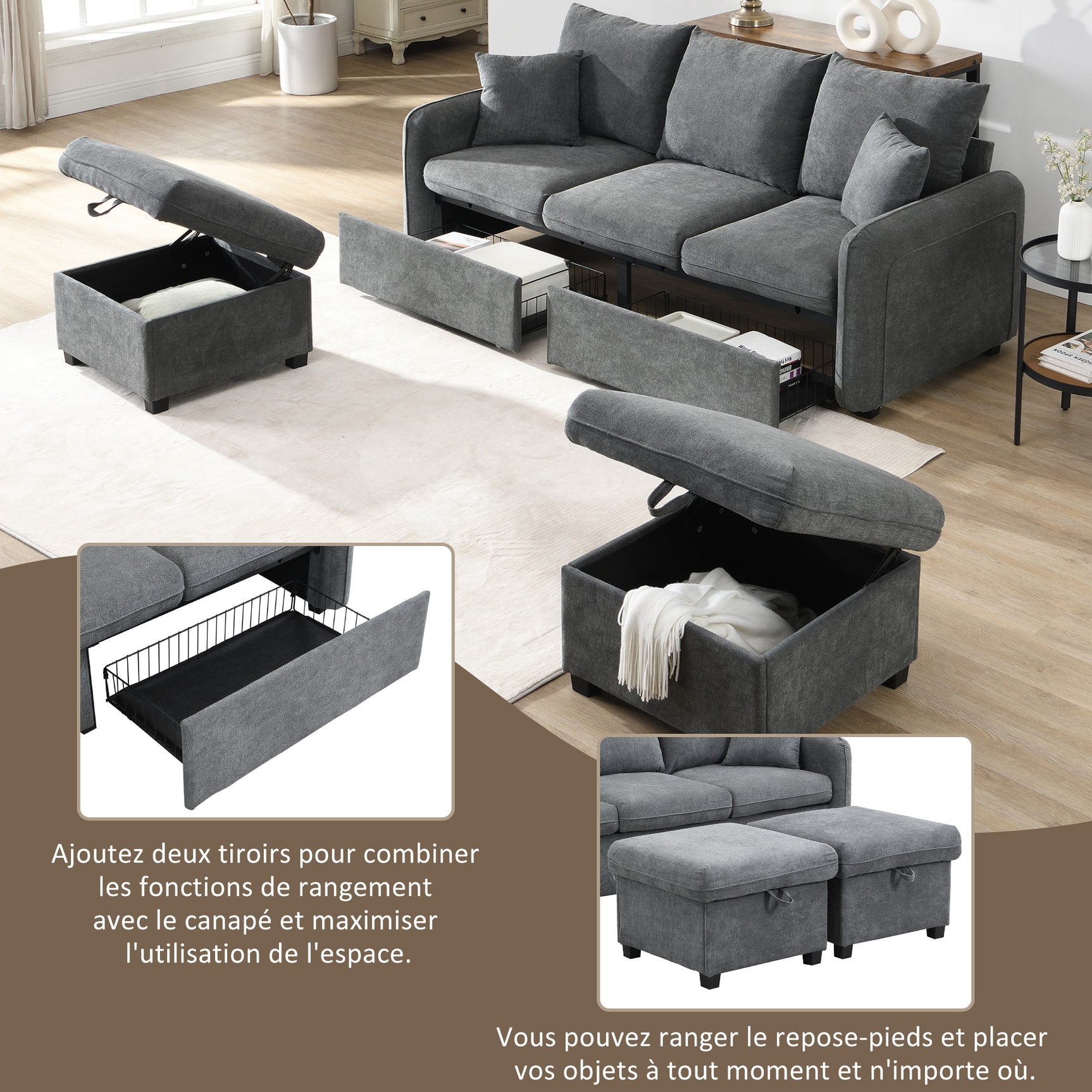 2-seater sofa in beige fabric Scandinavian style - AHBARM