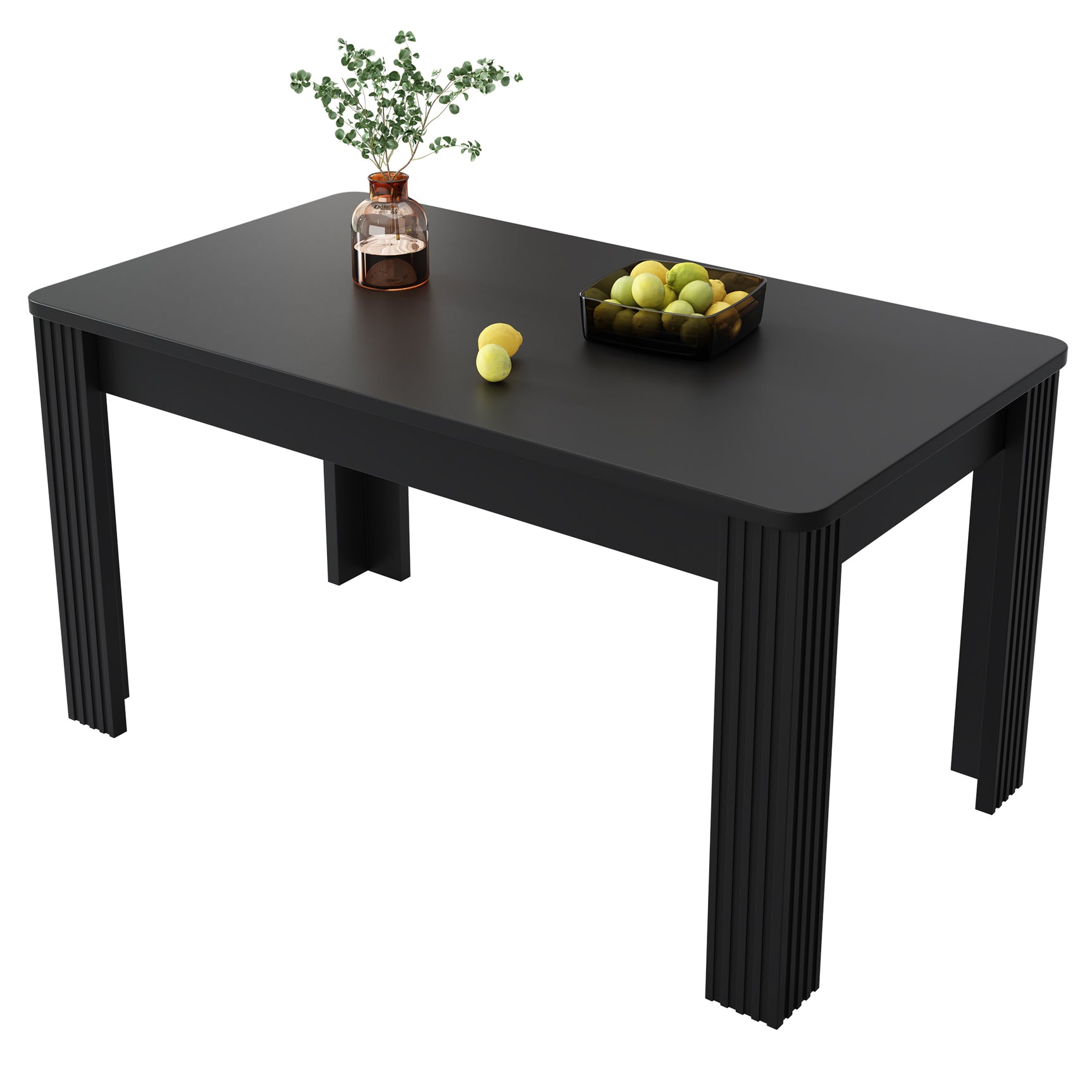 Rectangular dining table in particle panels finish oak with four robust feet