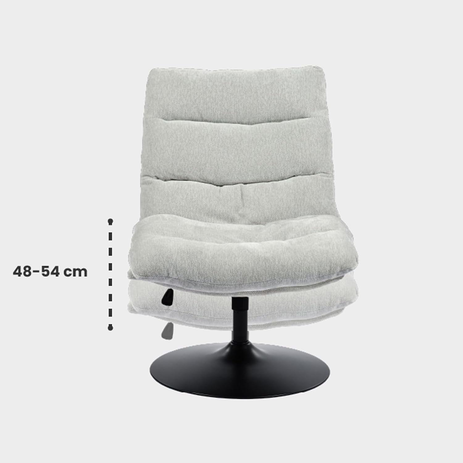 Verstellbarer Freizeitsessel aus grauem Chenille-Stoff, um 360° drehbar – LAMBERY