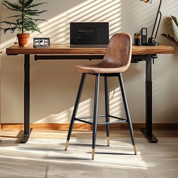 Set mit 2 industriellen Barhockern mit Wildlederrücken – CHARLTON BAR