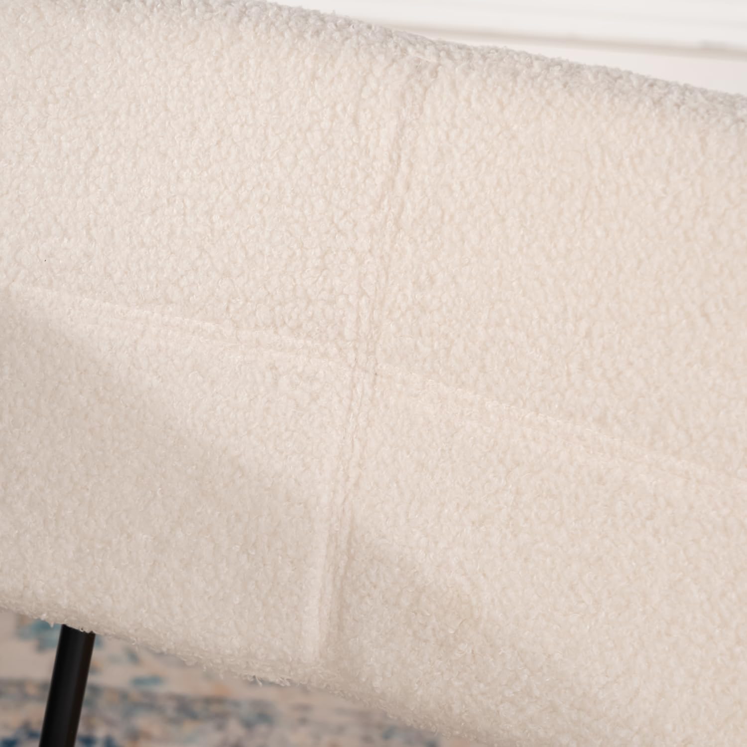 Juego de 2 taburetes de bar escandinavos con respaldo en tejido de piel de oveja color beige - POMONA BAR