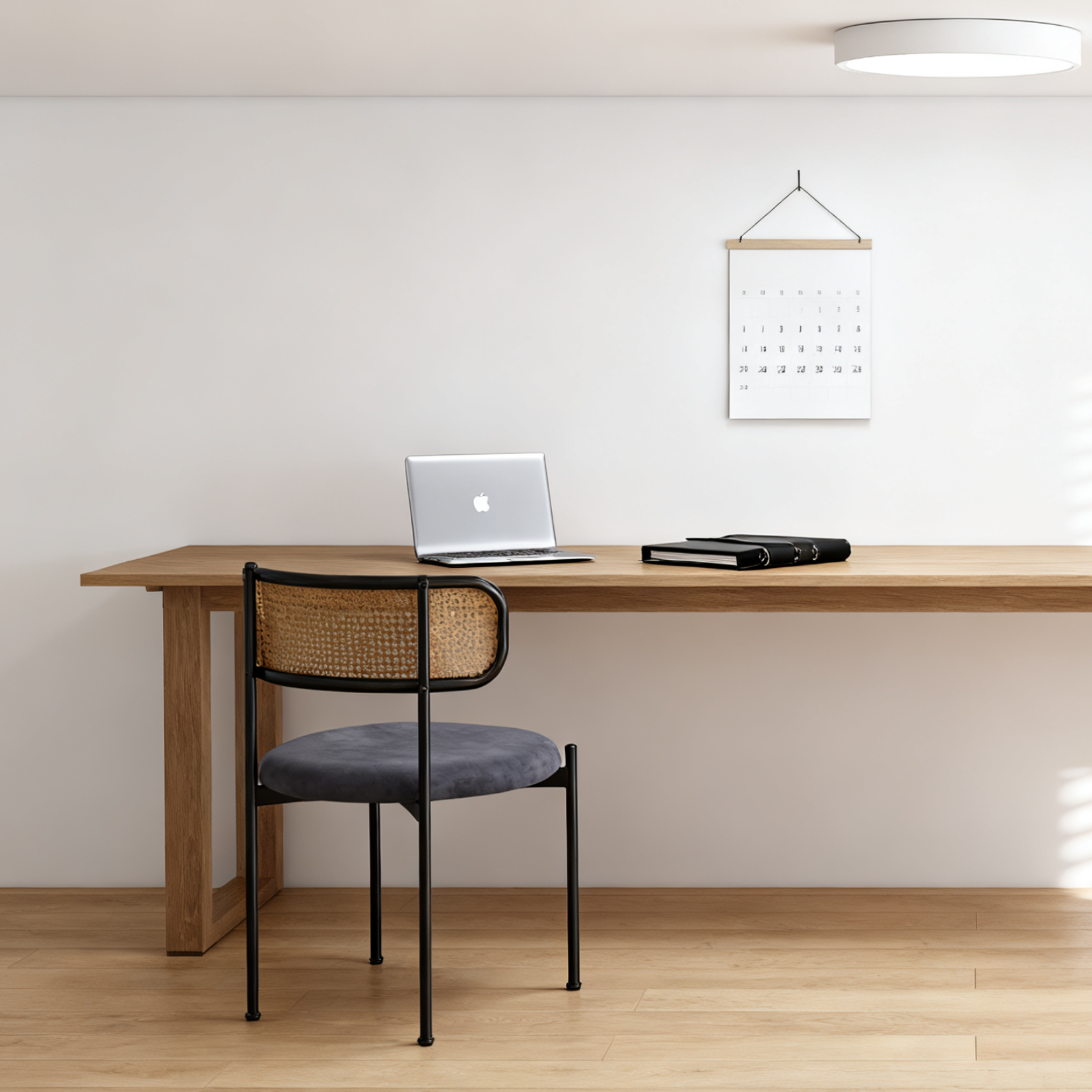 Lot de 2 chaises de salle à manger modernes en velours gris avec dossier en rotin et pieds en métal