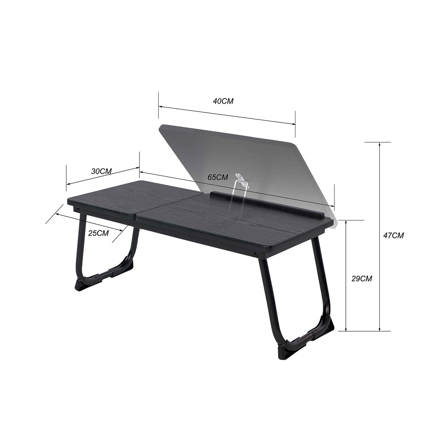 Table de lit/Support ordinateur pc pliable en bois et métal noir - MAMIE