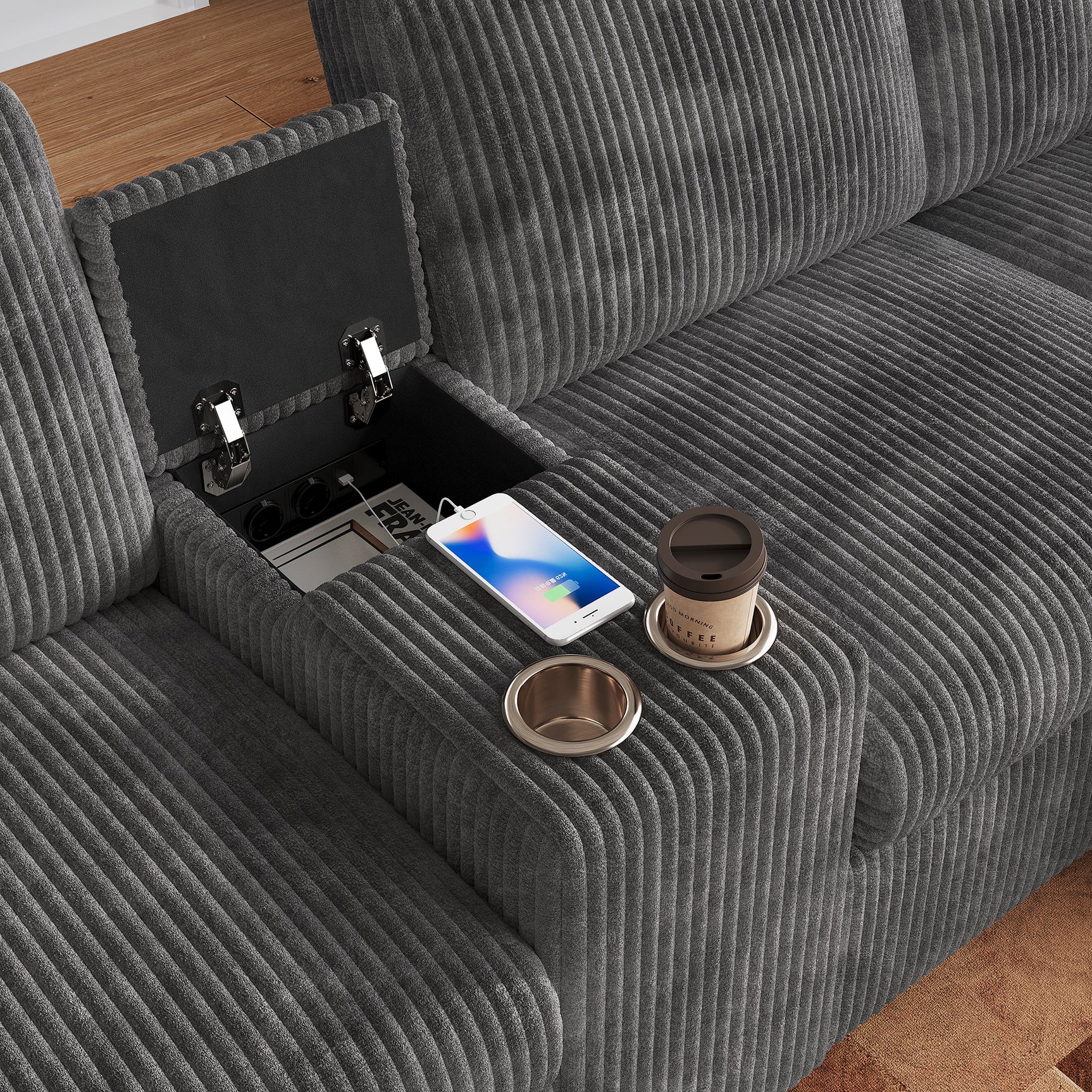 2-Sitzer-Sofa aus beigem Stoff im skandinavischen Stil – AHBARM