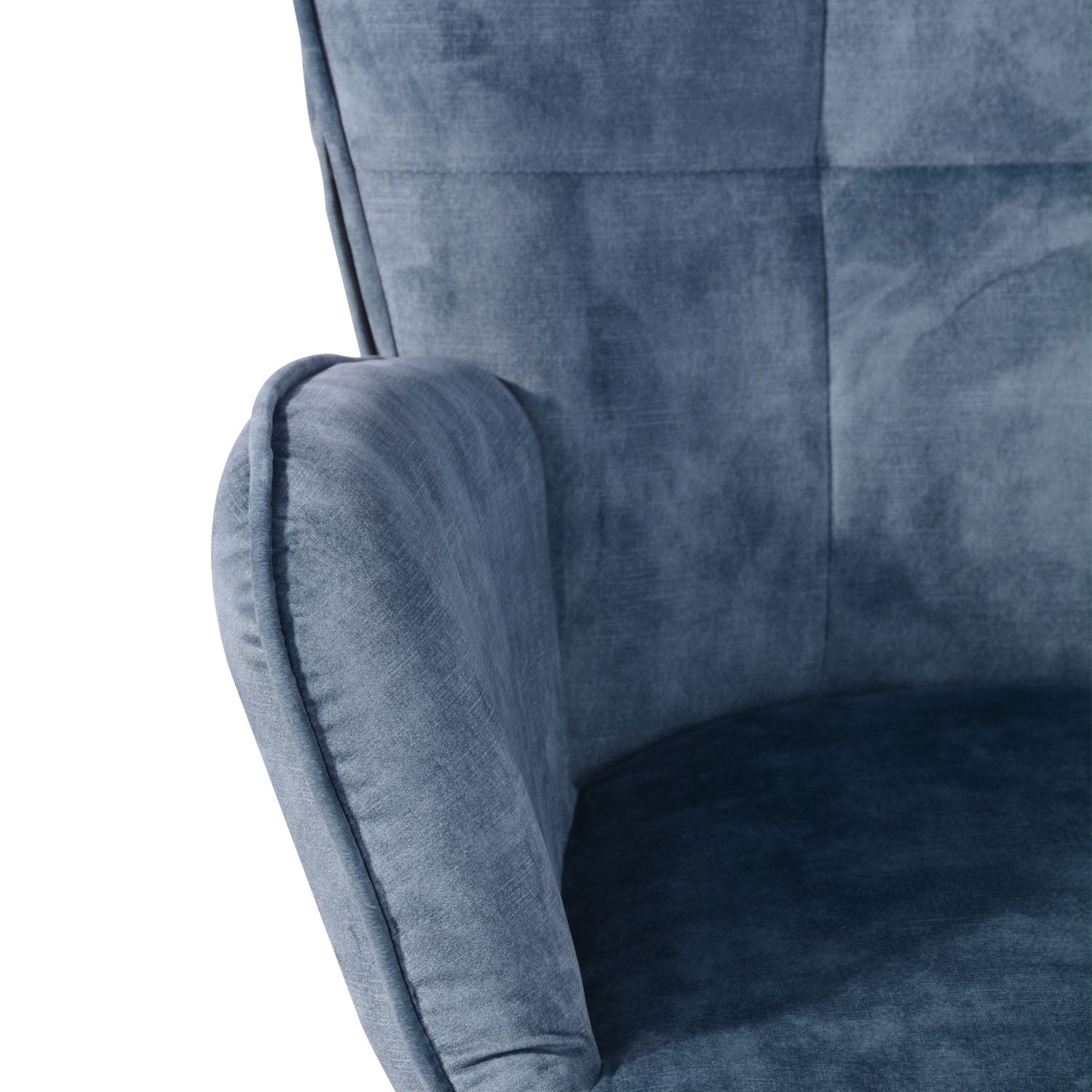 Scandinavian armchair with blue velvet armrests with stitching - bogdan