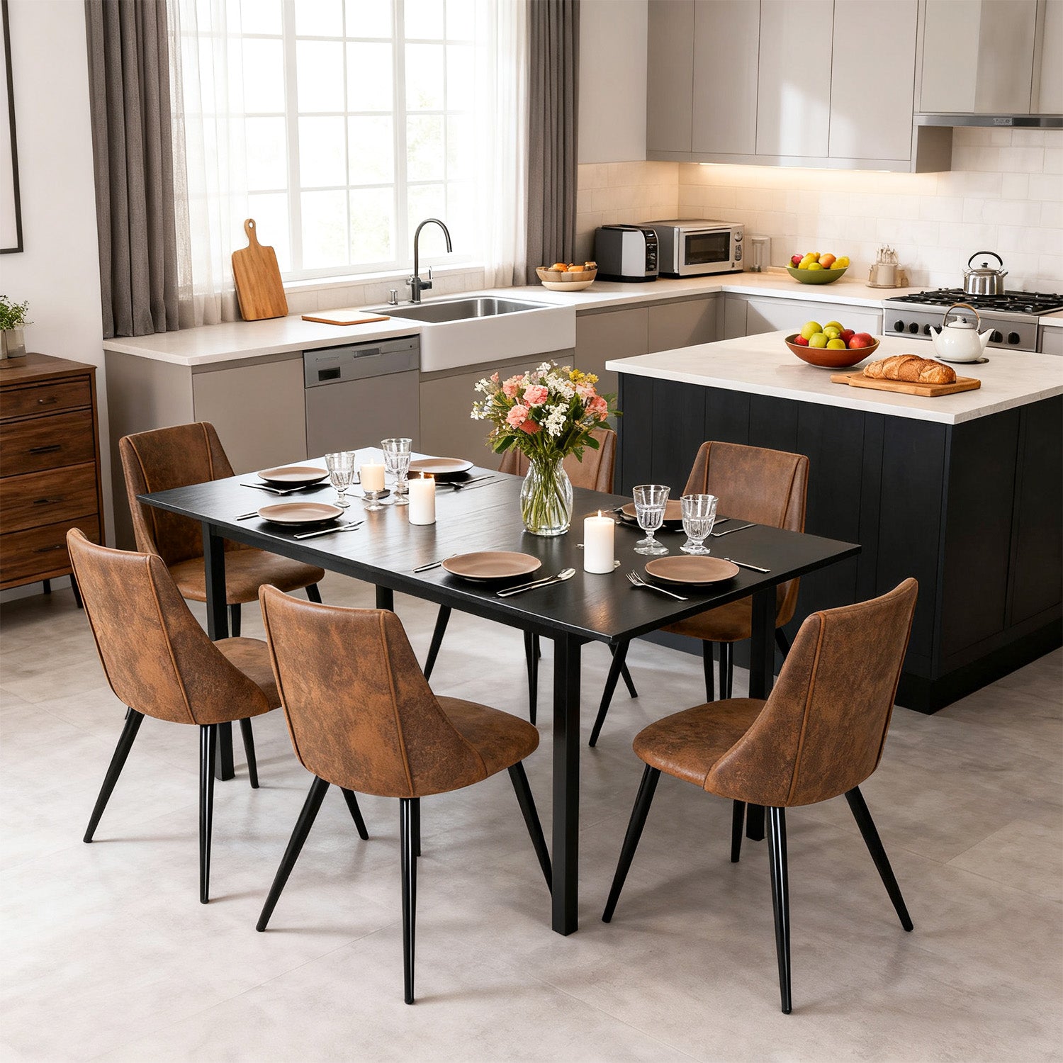 Set von 6 industriellen Esstühle im Wildleder - SMEG