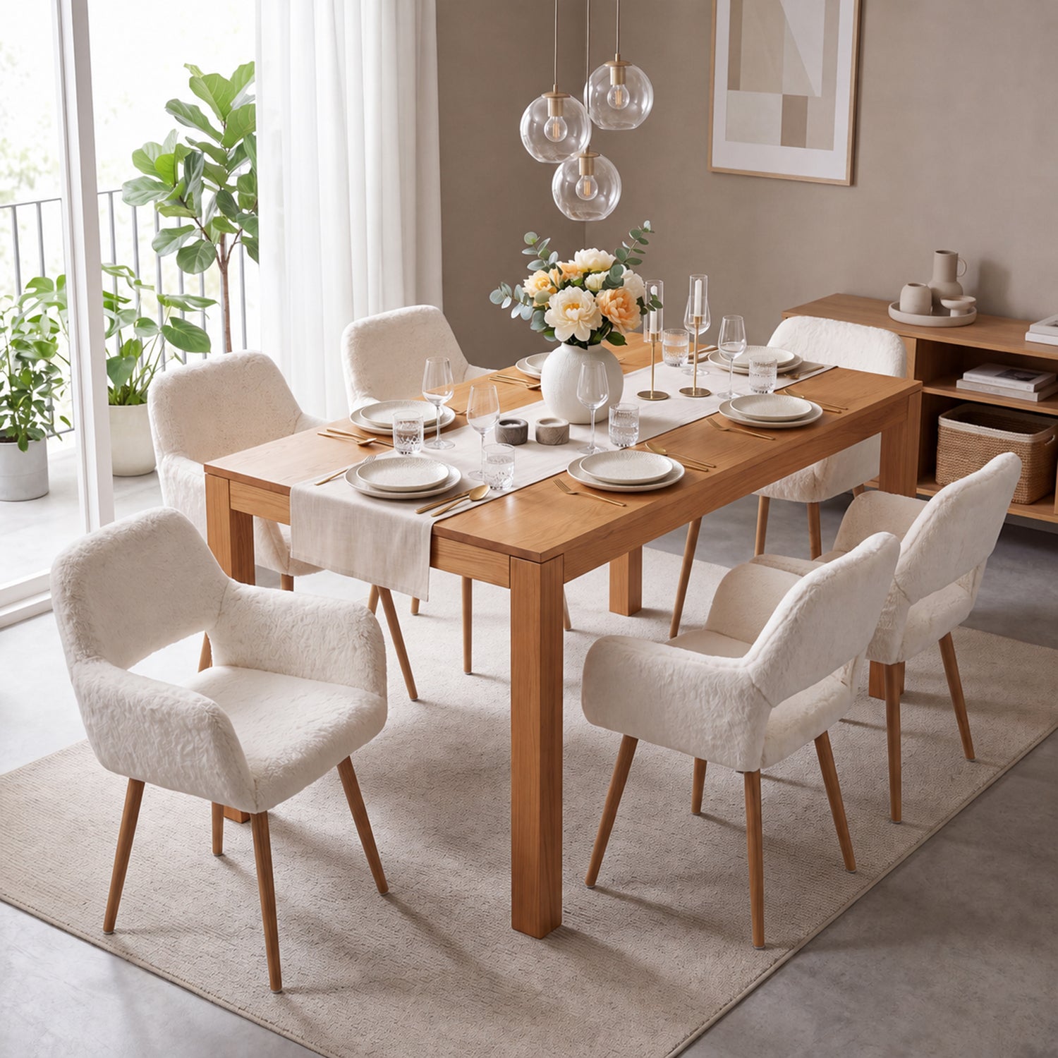 Scandinavian dining chair with black fabric armrests - CROMWELL BLACK Ⅰ