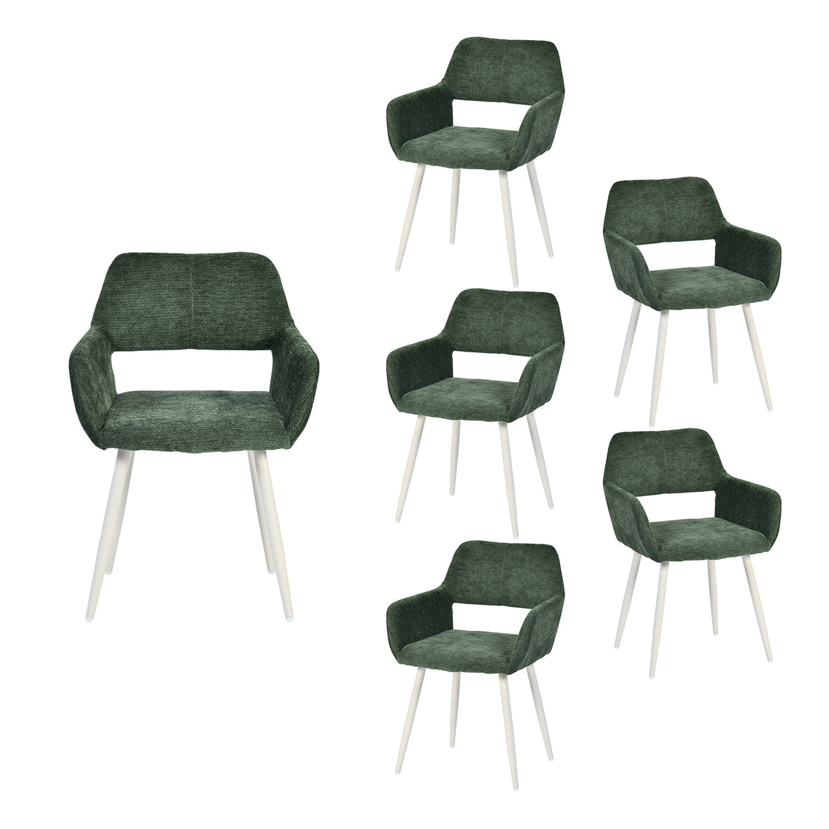 Set von 2 skandinavischen Esszimmer Sesseln mit beige Stoffarmlehnen - Cromwell