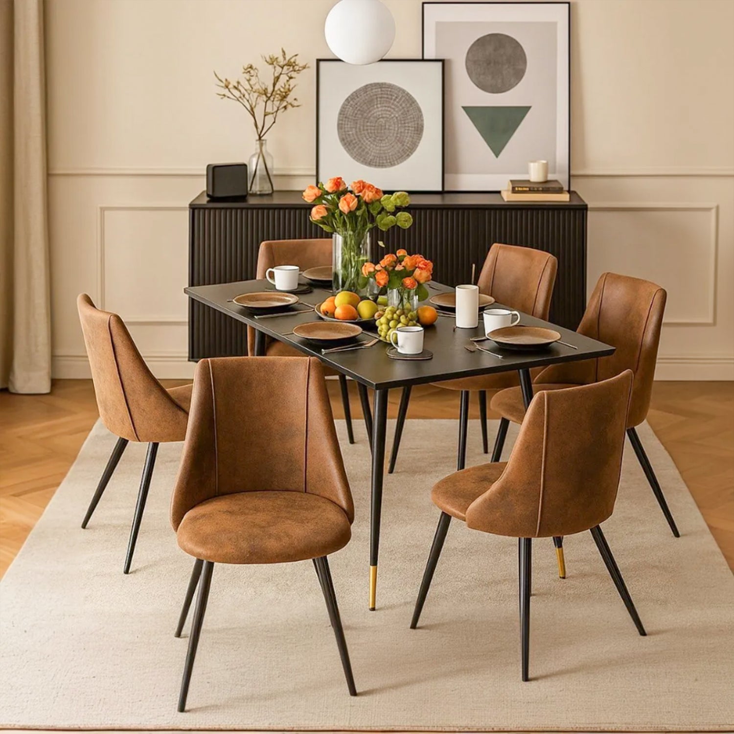 Set von 6 industriellen Esstühle im Wildleder - SMEG