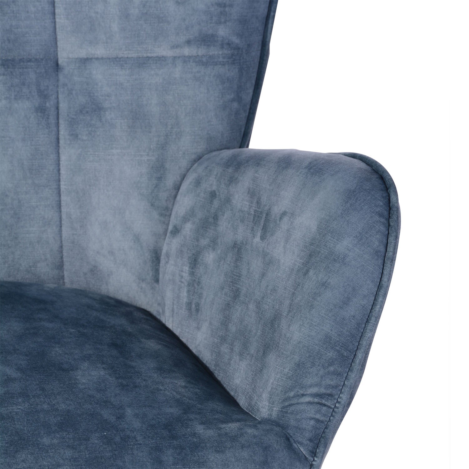 Scandinavian armchair with blue velvet armrests with stitching - bogdan