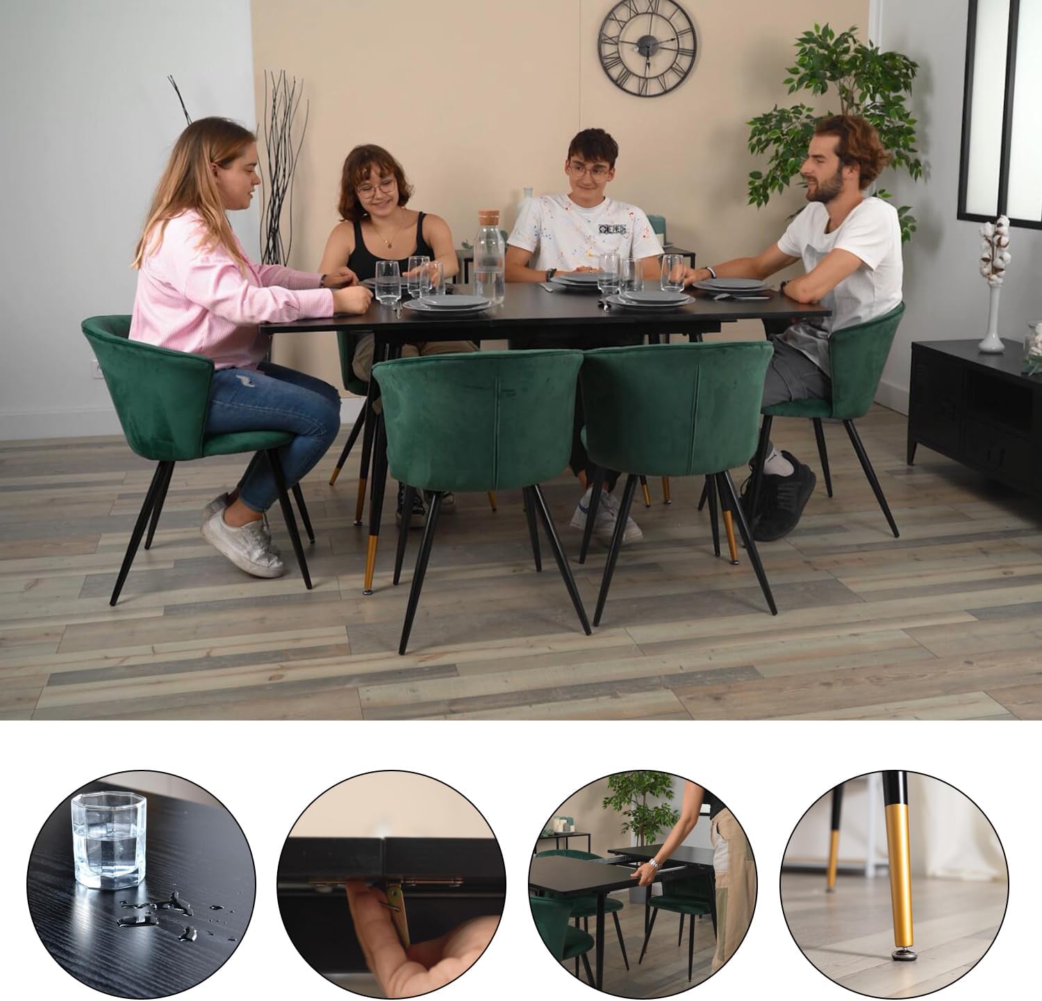 Retro Esstisch Erweiterbarer industrieller Stil in Holz - Whalen