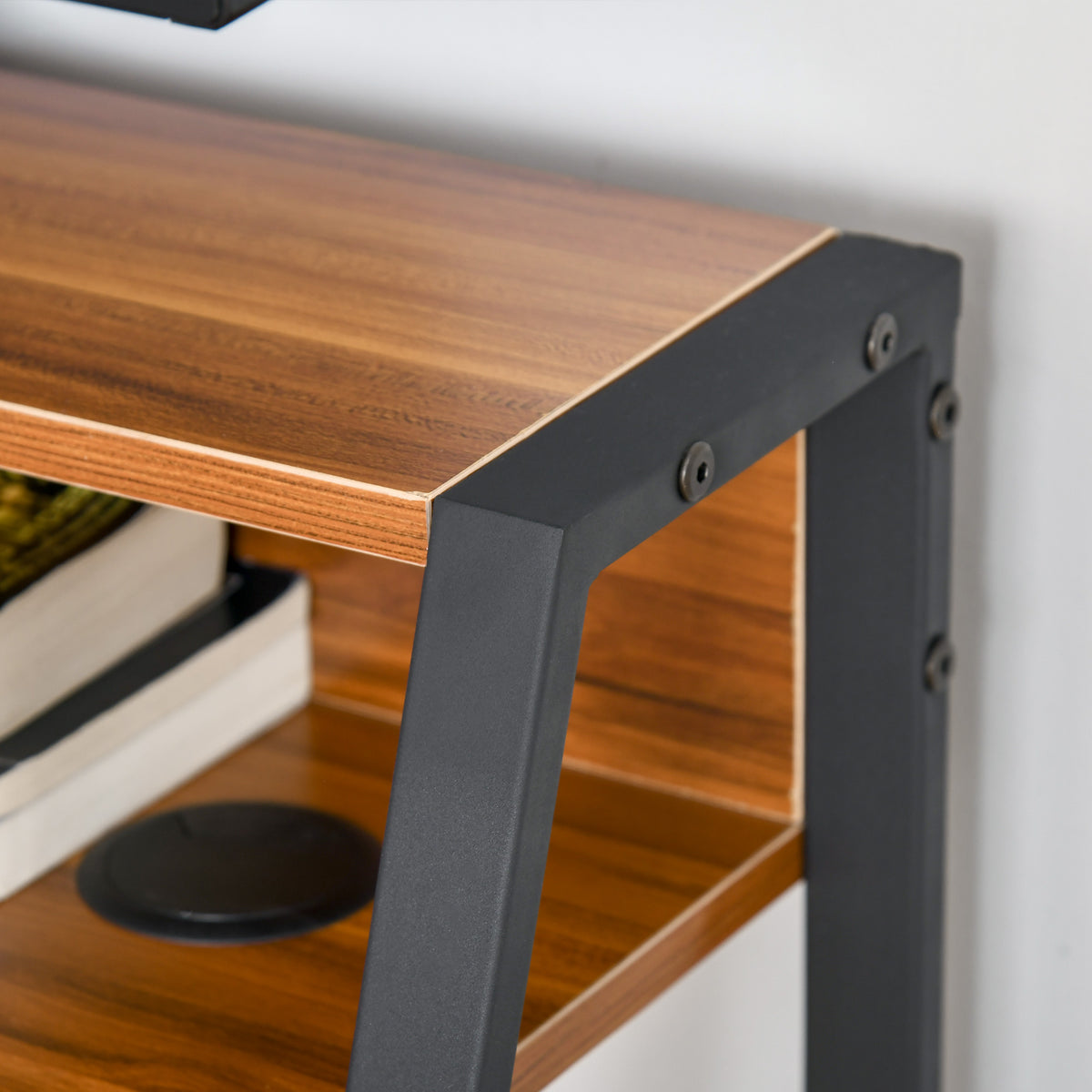 Bureau compact en MDF, coloris noyer