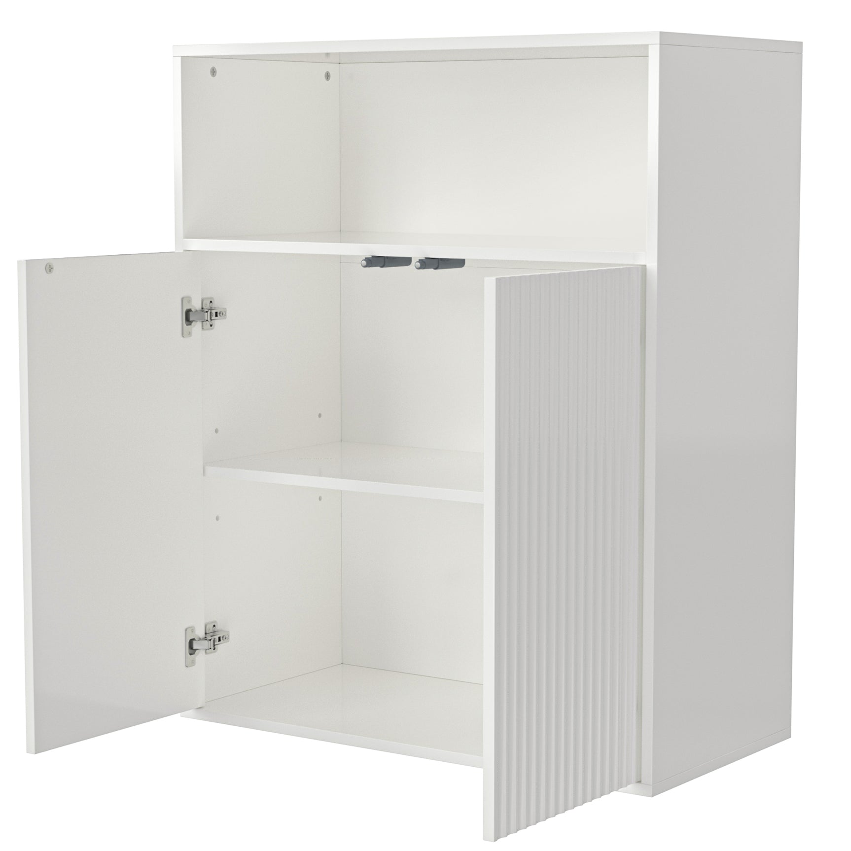 Buffet de rangement blanc 70x35x90 cm en MDF avec 2 portes magnétiques