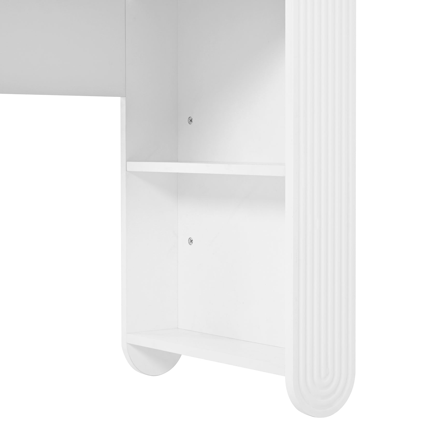 Coiffeuse moderne avec miroir éclairé & tabouret – Table de maquillage avec éclairage réglable, tiroirs & rangements ouverts