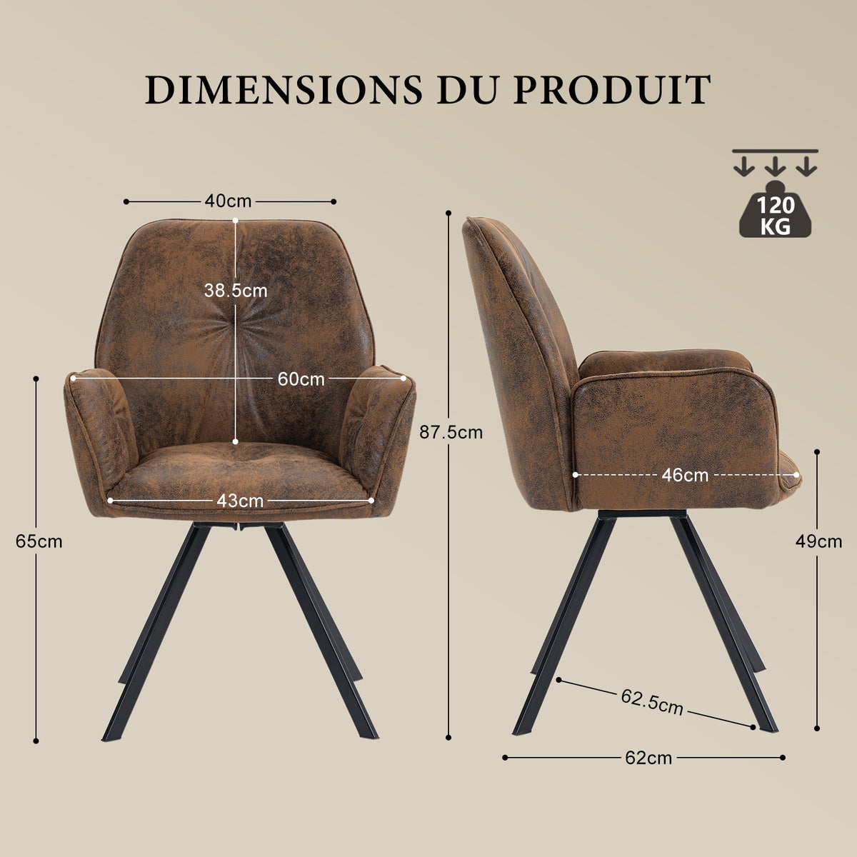 Round Table Table Table Table Timber Ø80 cm with 4 black velvet chairs, modern and comfortable style