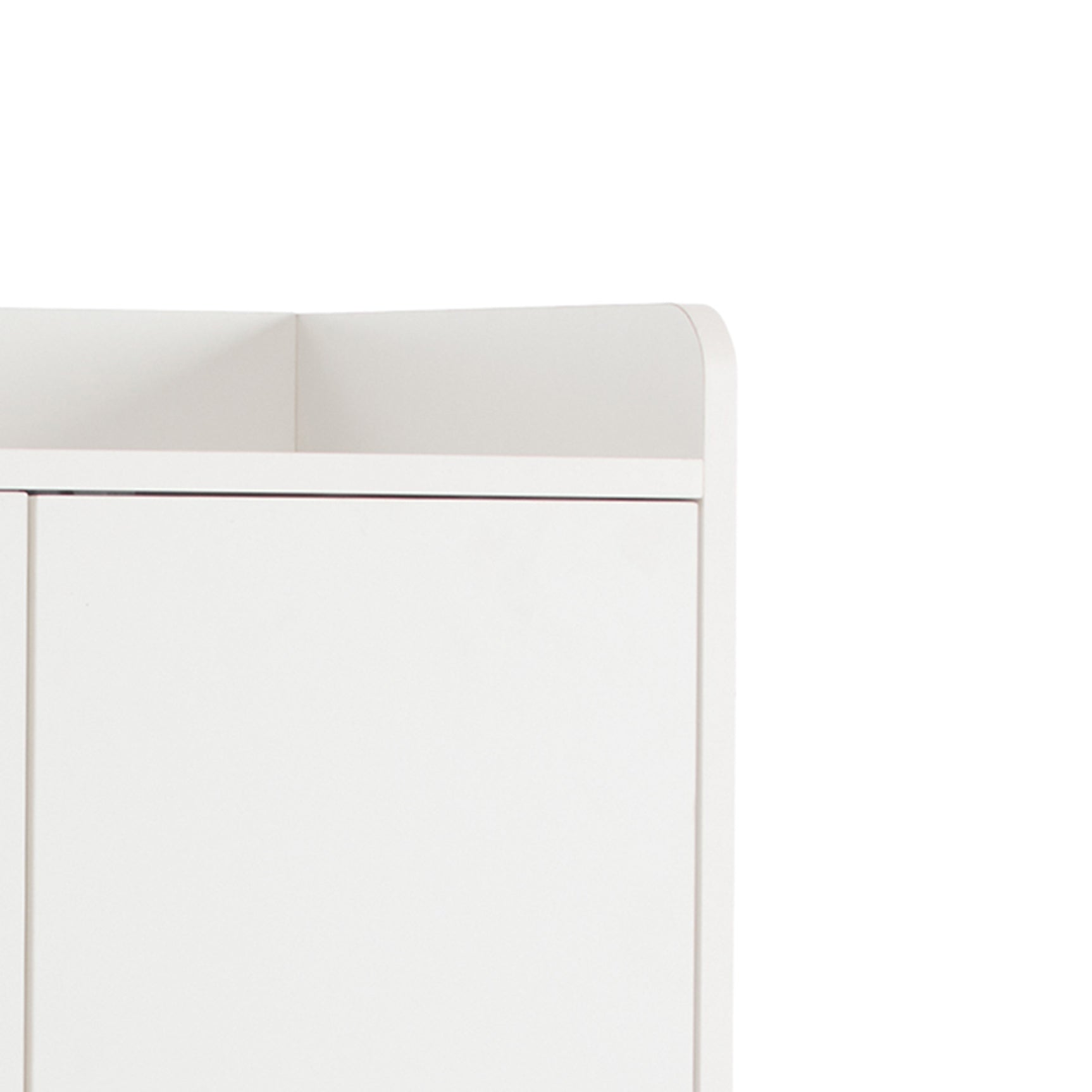 Meuble à chaussures blanc avec étagères réglables, commode minimaliste pour l'entrée, avec pieds en bois massif