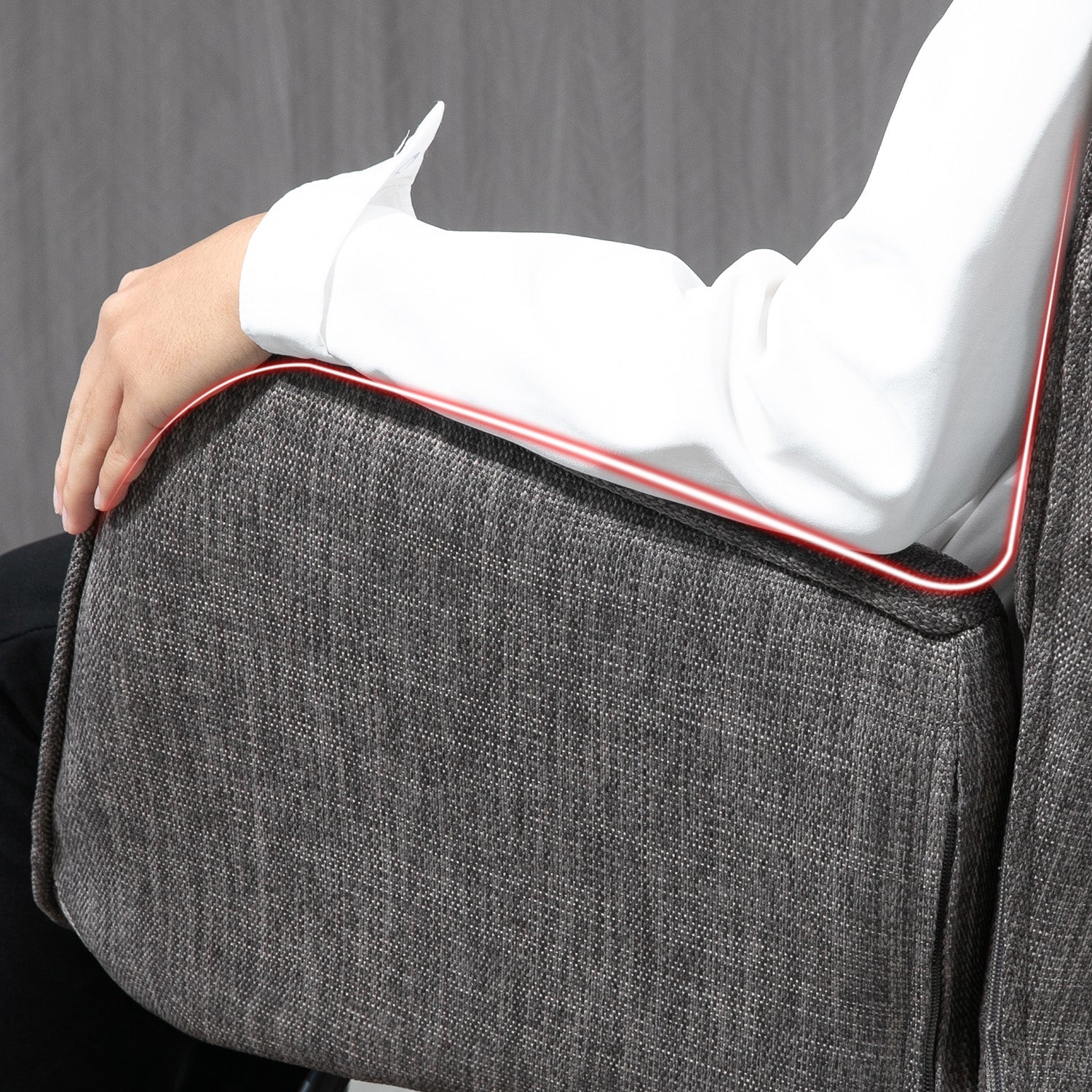 Fauteuil à bascule allaitement scandinave avec accoudoirs en tissu gris foncé capitonné - EPPING