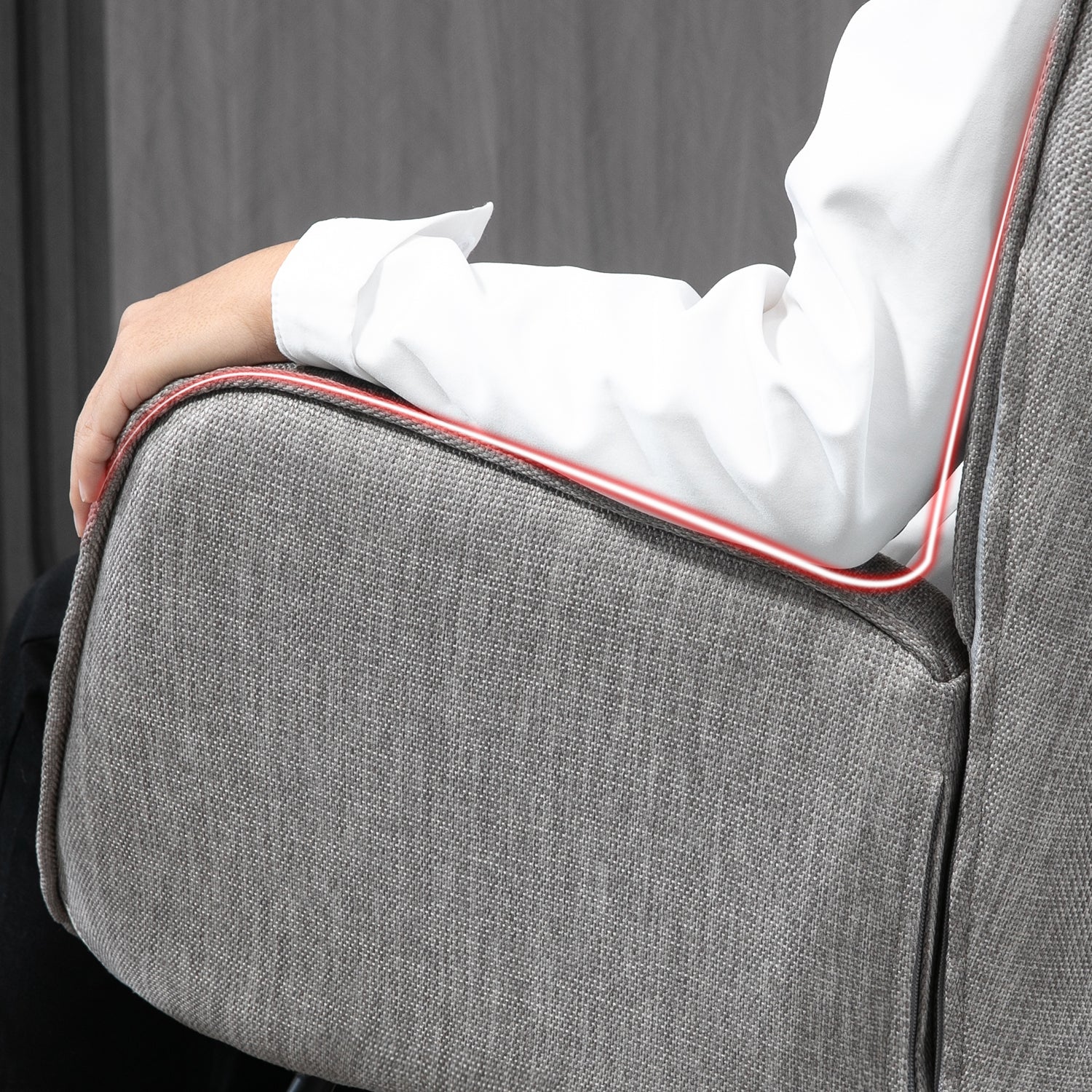 Fauteuil à bascule allaitement scandinave avec accoudoirs en tissu gris capitonné - EPPING