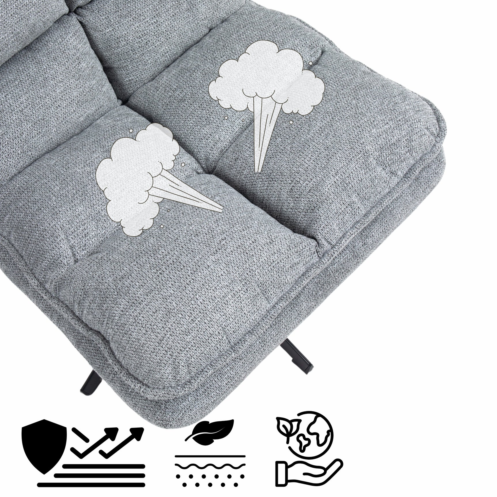 Fauteuil de loisirs pliable sans accoudoirs en tissu gris pivotant à 360° - AESTON