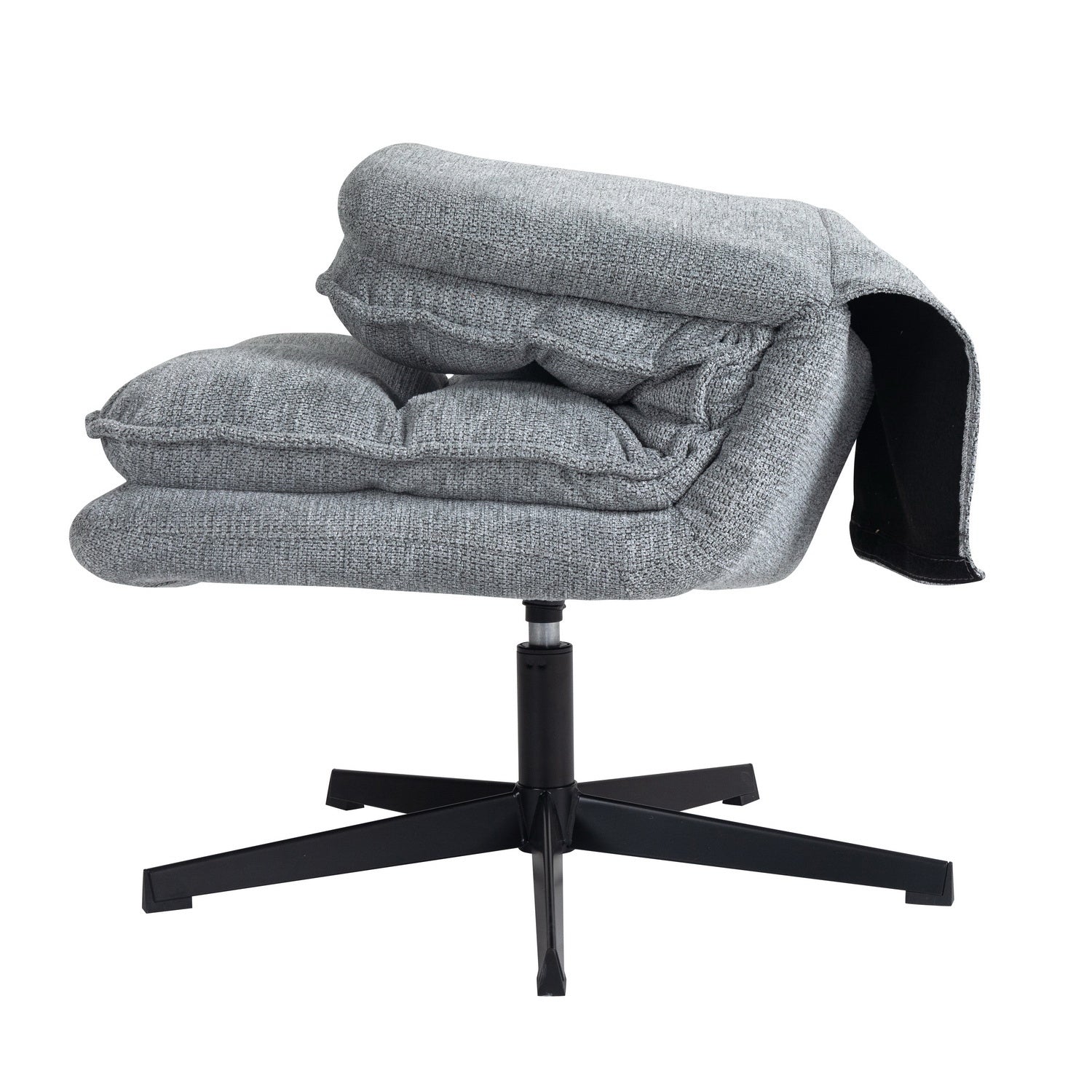 Fauteuil de loisirs pliable sans accoudoirs en tissu gris pivotant à 360° - AESTON