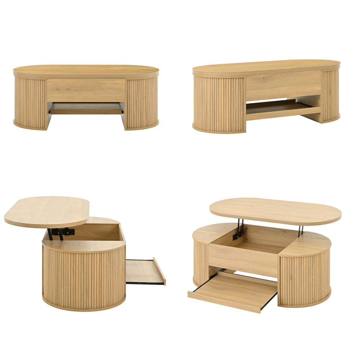 Table basse MDF ton bois avec plateau relevable