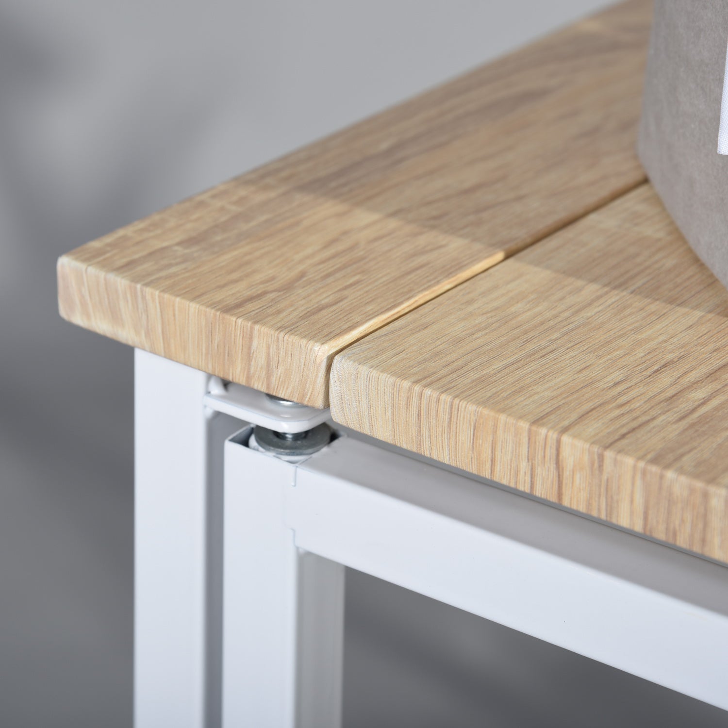 Bureau/table d'ordinateur industriel pliant en bois de chêne et en métal blanc - ASCOLI