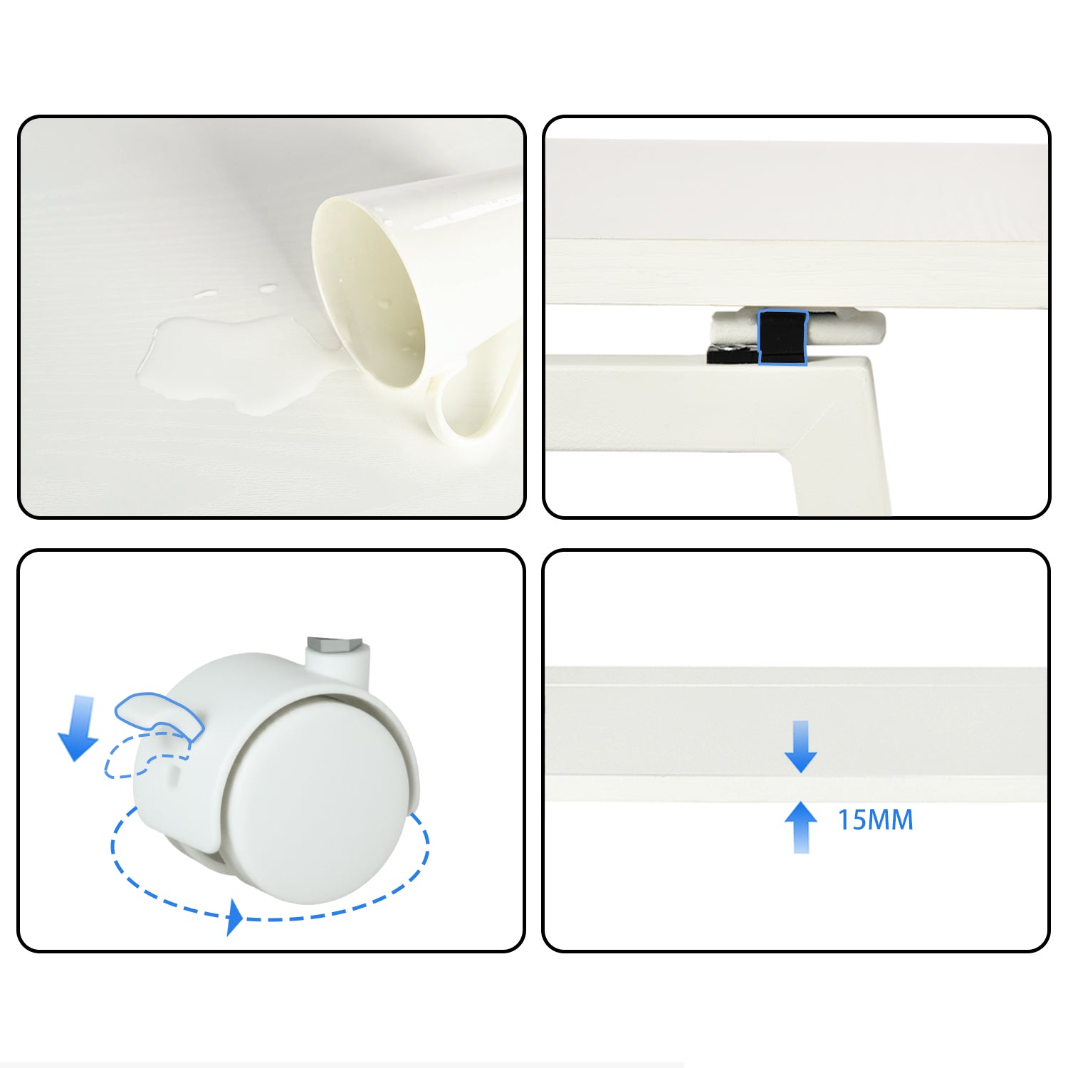 Ensemble avec bureau pliable blanc à roulettes et fauteuil en velours côtelé beige ââ‚?ASCOLI & ROSS