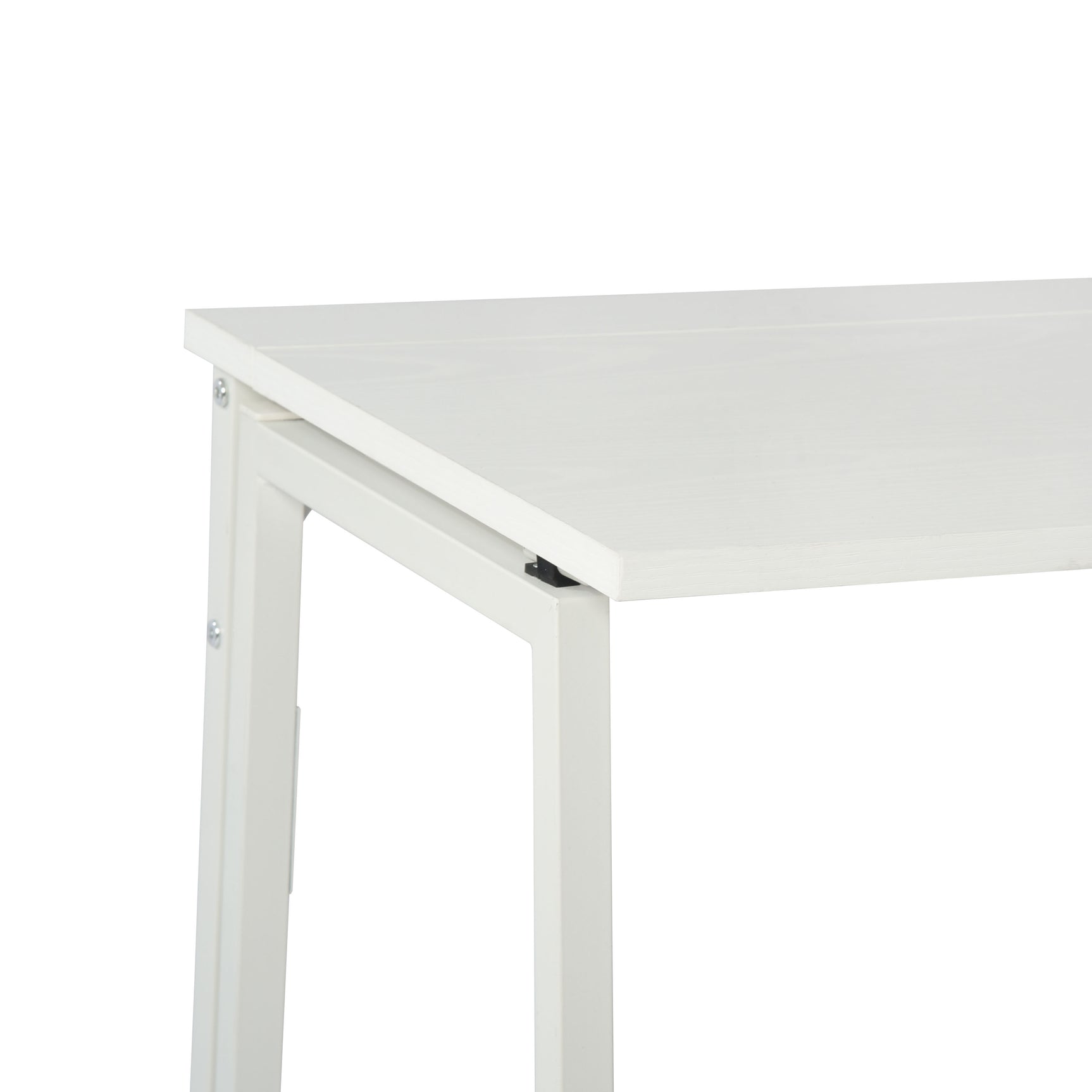 Bureau/table d'ordinateur pliant scandinave avec 4 roulettes en bois blanc et en métal blanc - ASCOLI