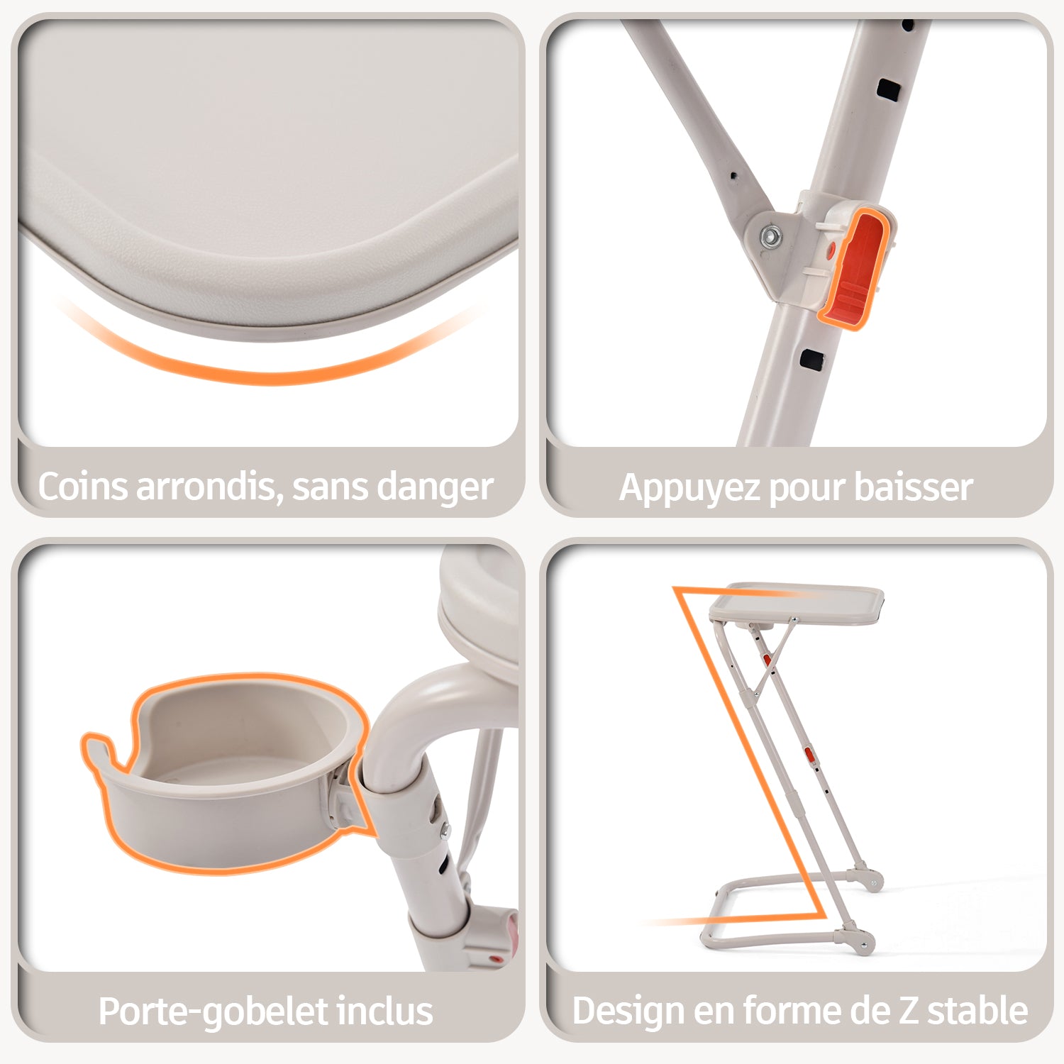 Foldable side table for laptop, adjustable sofa adjustable sofa with tilting tray and cup holder-baseline