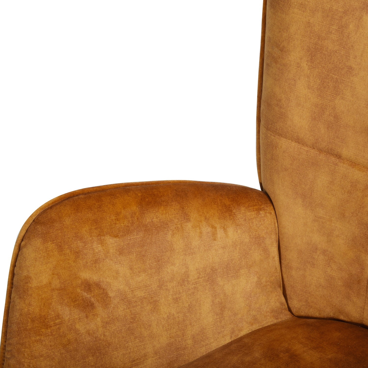 Fauteuil scandinave avec accoudoirs en velours moutarde à surpiqûres - BOGDAN