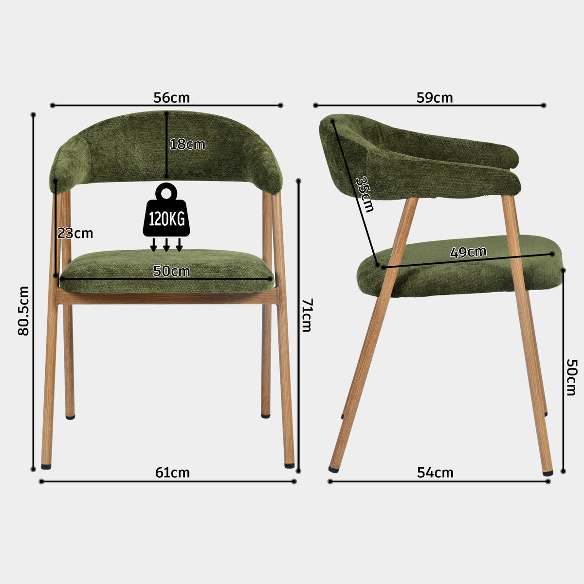 Set von 2 skandinavischen Esszimmer Sesseln mit beige Stoffarmlehnen - Cromwell