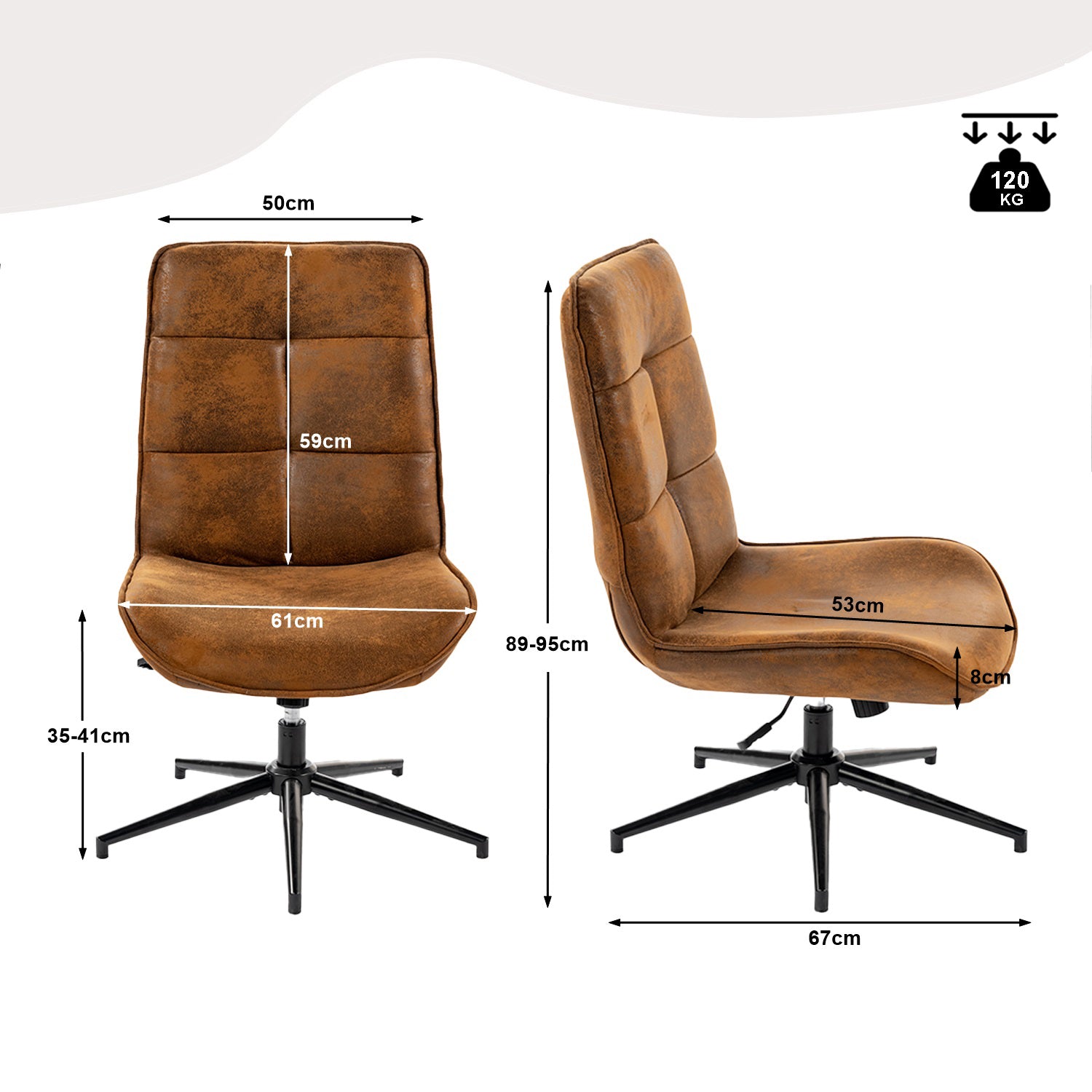 Fauteuil de loisirs réglable en suédine pivotant à 360° - CHARLOTTE