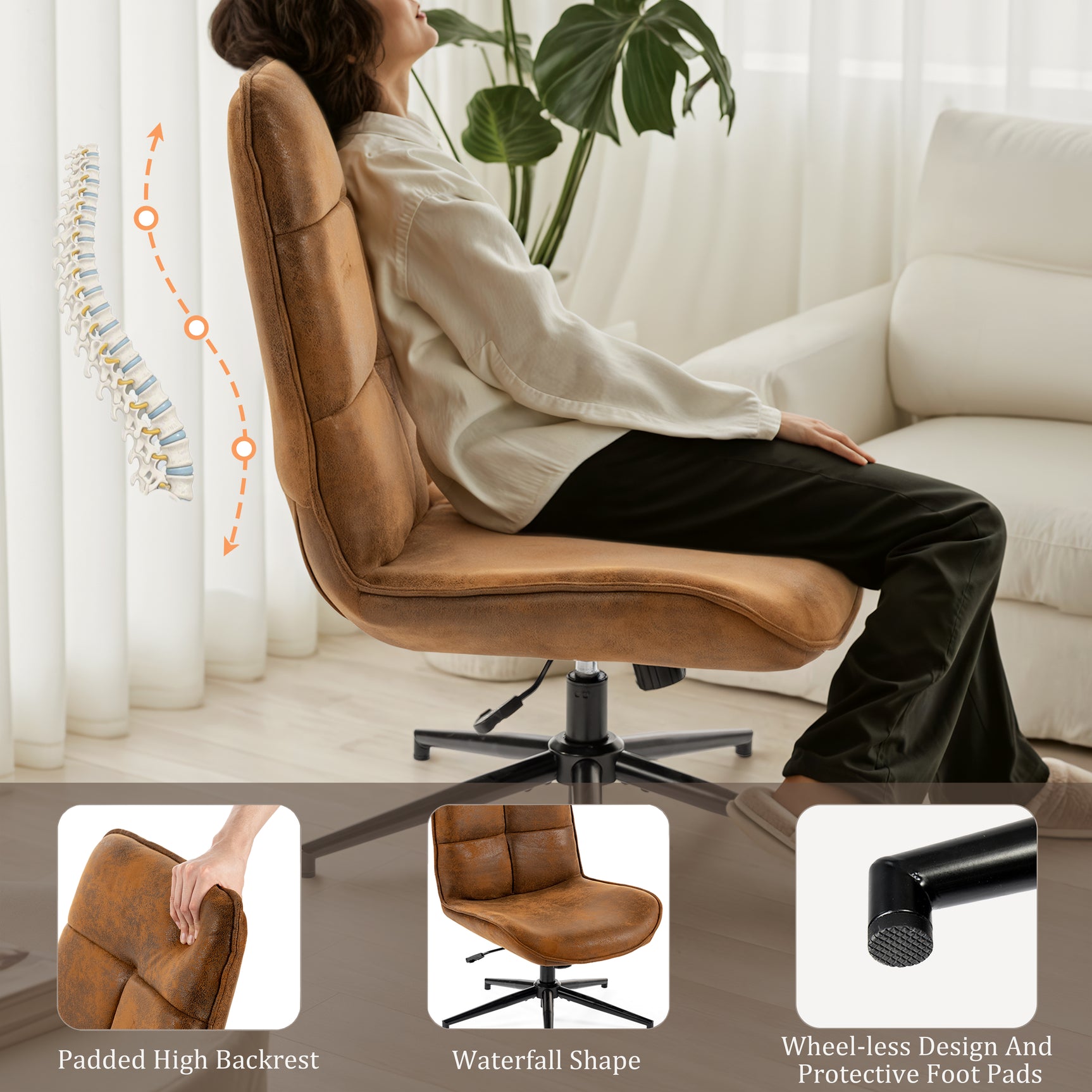 Fauteuil de loisirs réglable en suédine pivotant à 360° - CHARLOTTE