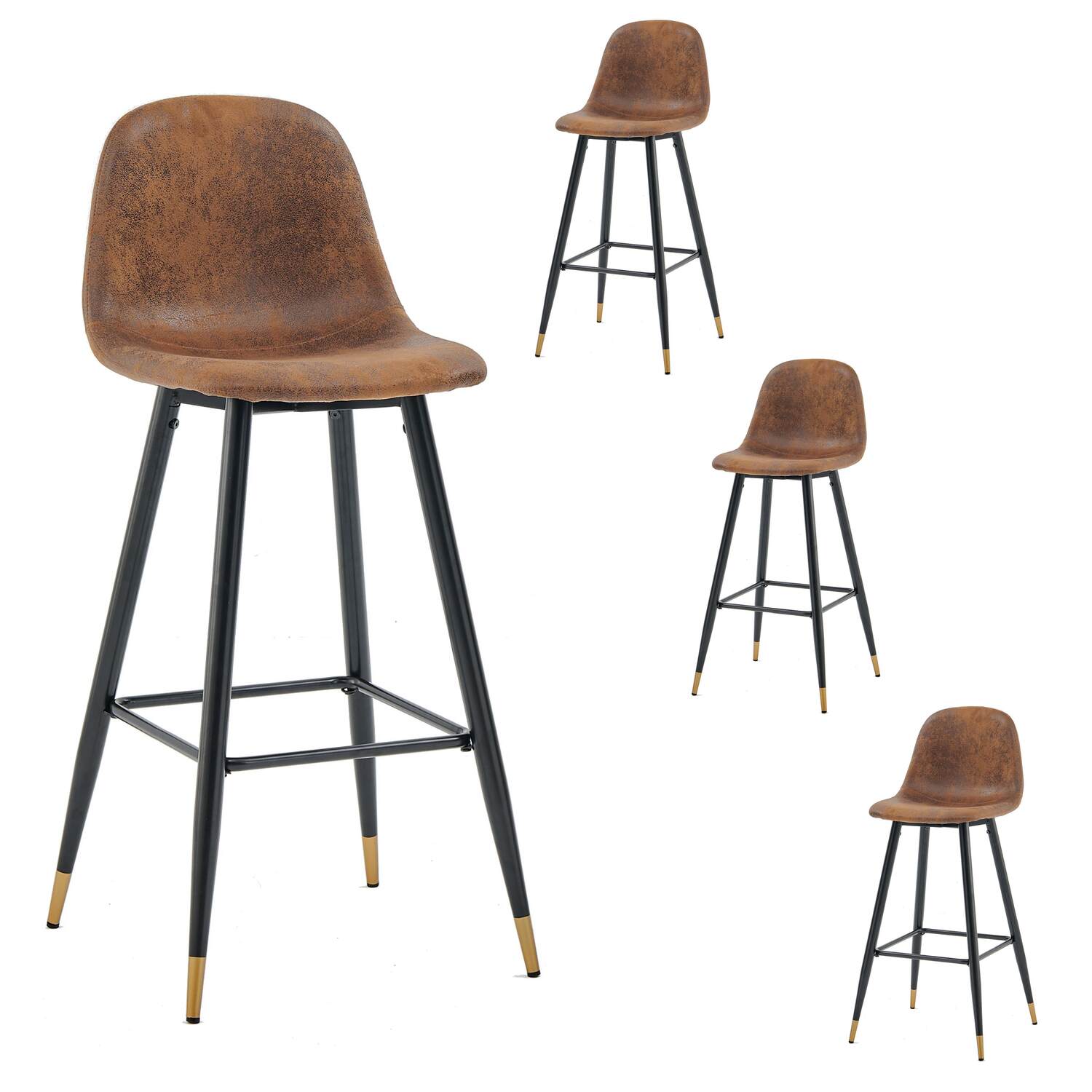 Set von 4 Industrial Bar Stools mit schwedischem Dossier - Charlton Bar