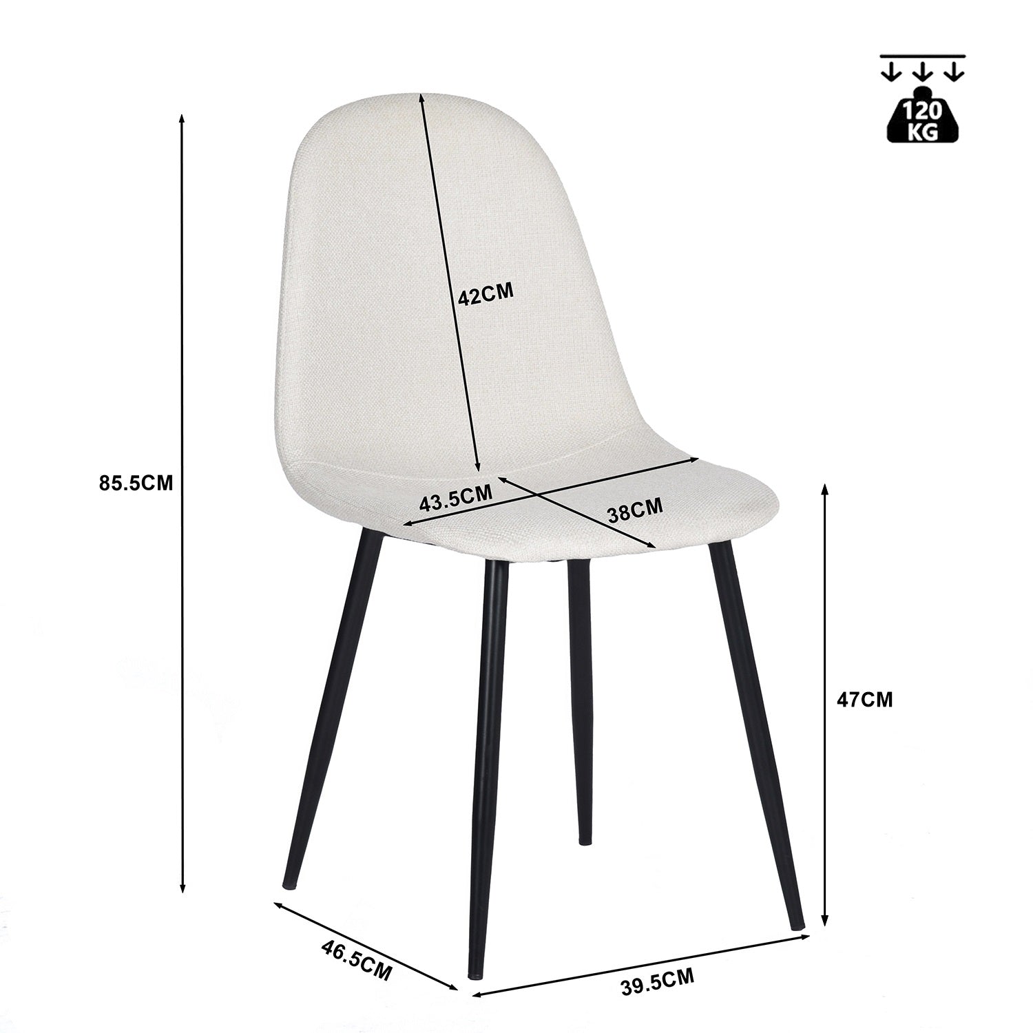 Lot de 4 chaises de salle à manger scandinaves en tissu beige - CHARLTON