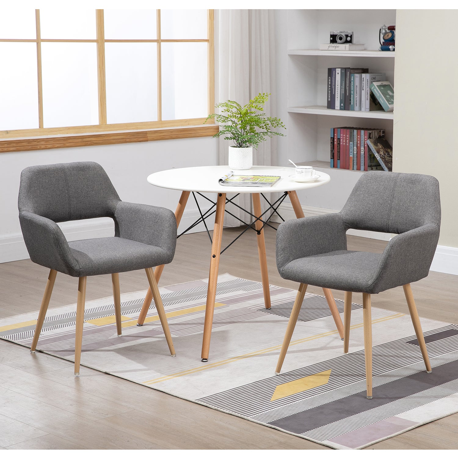 Set aus 2 skandinavischen Esszimmersesseln mit grauen Cord-Armlehnen – CROMWELL CORDUROY