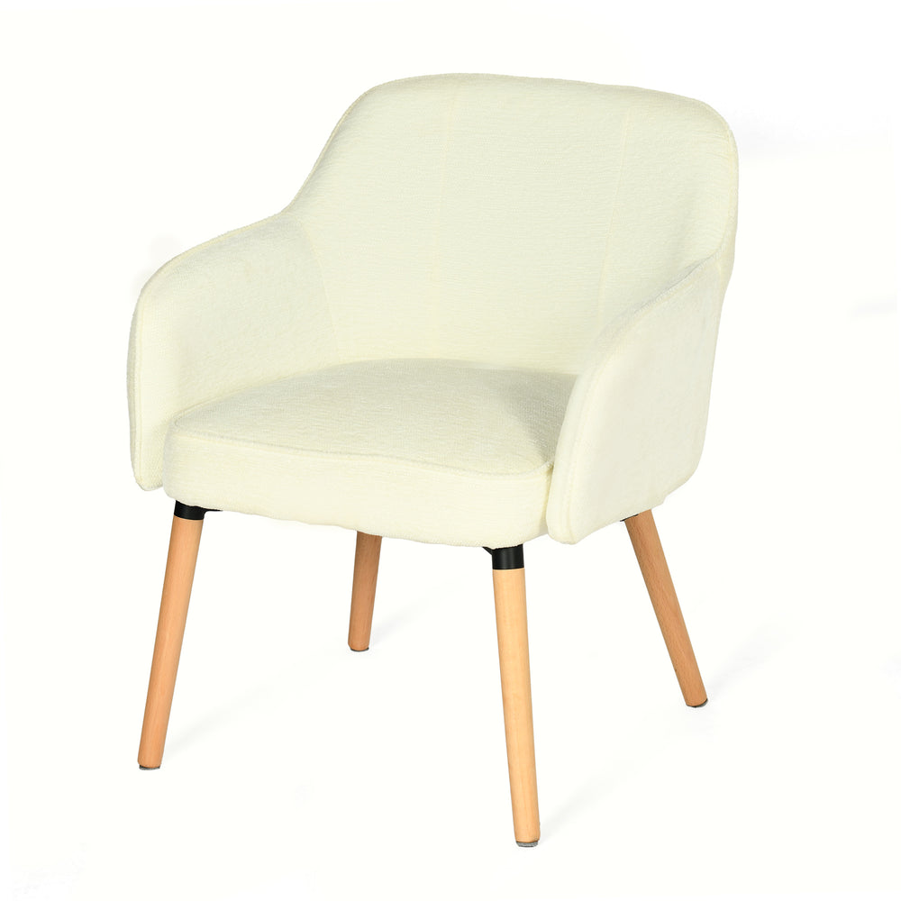 Scandinavian armchair Relax in Crème Crème Critical Fabric with armrests and wooden feet - Marriam