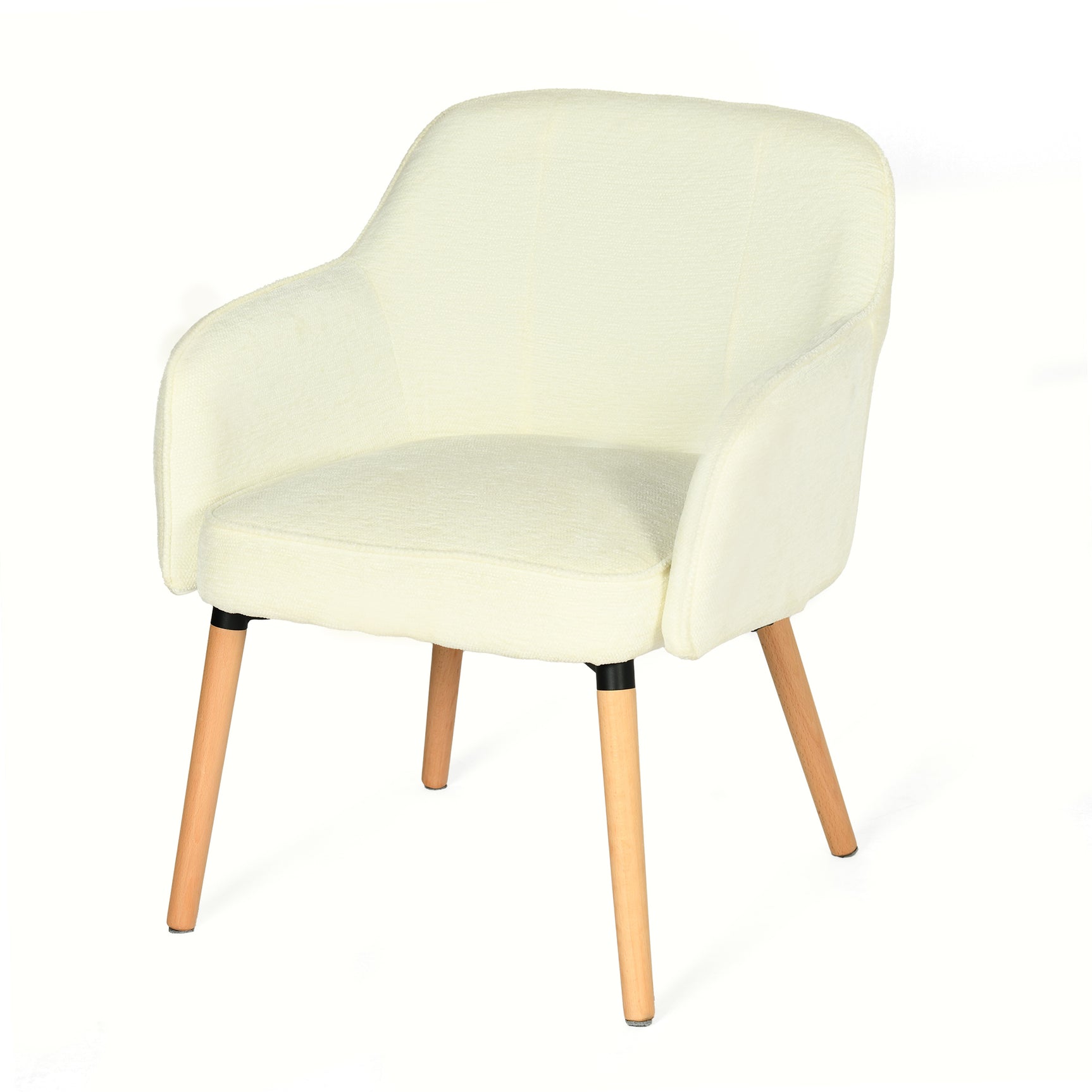 Scandinavian armchair Relax in Crème Crème Critical Fabric with armrests and wooden feet - Marriam