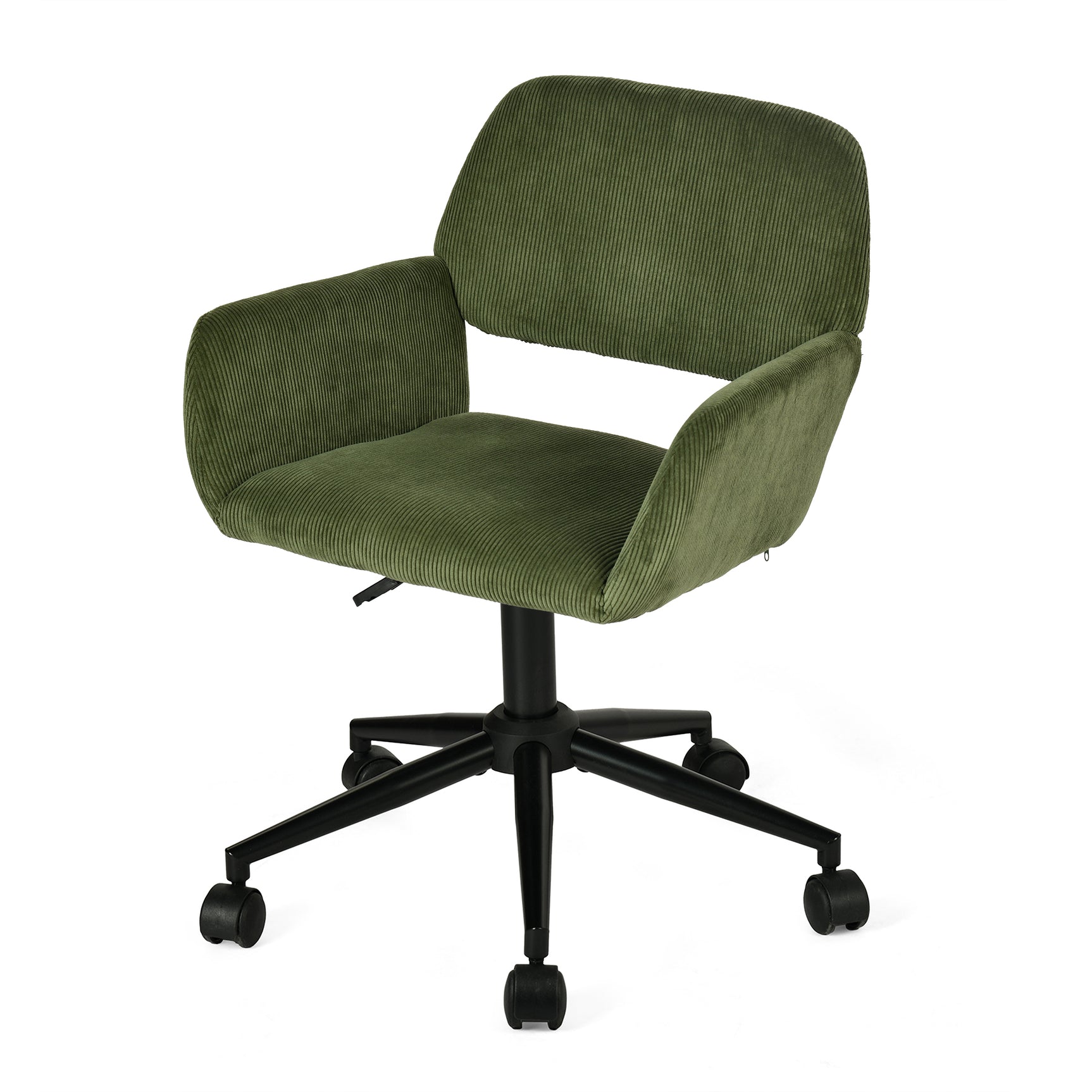 Office office chair in olive green ribbed, height adjustable, 360 ° rotation - Ross