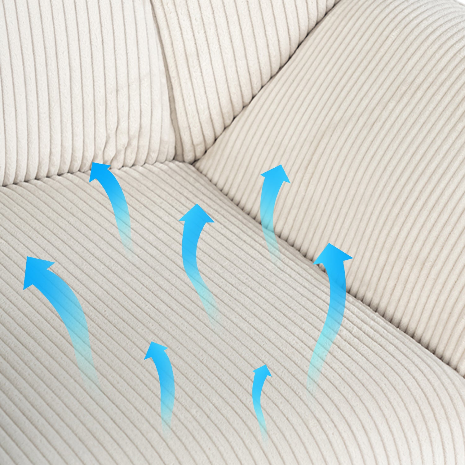 Fauteuil de loisirs réglable pivotant avec accoudoirs en velours côtelé beige - DUROTHIL