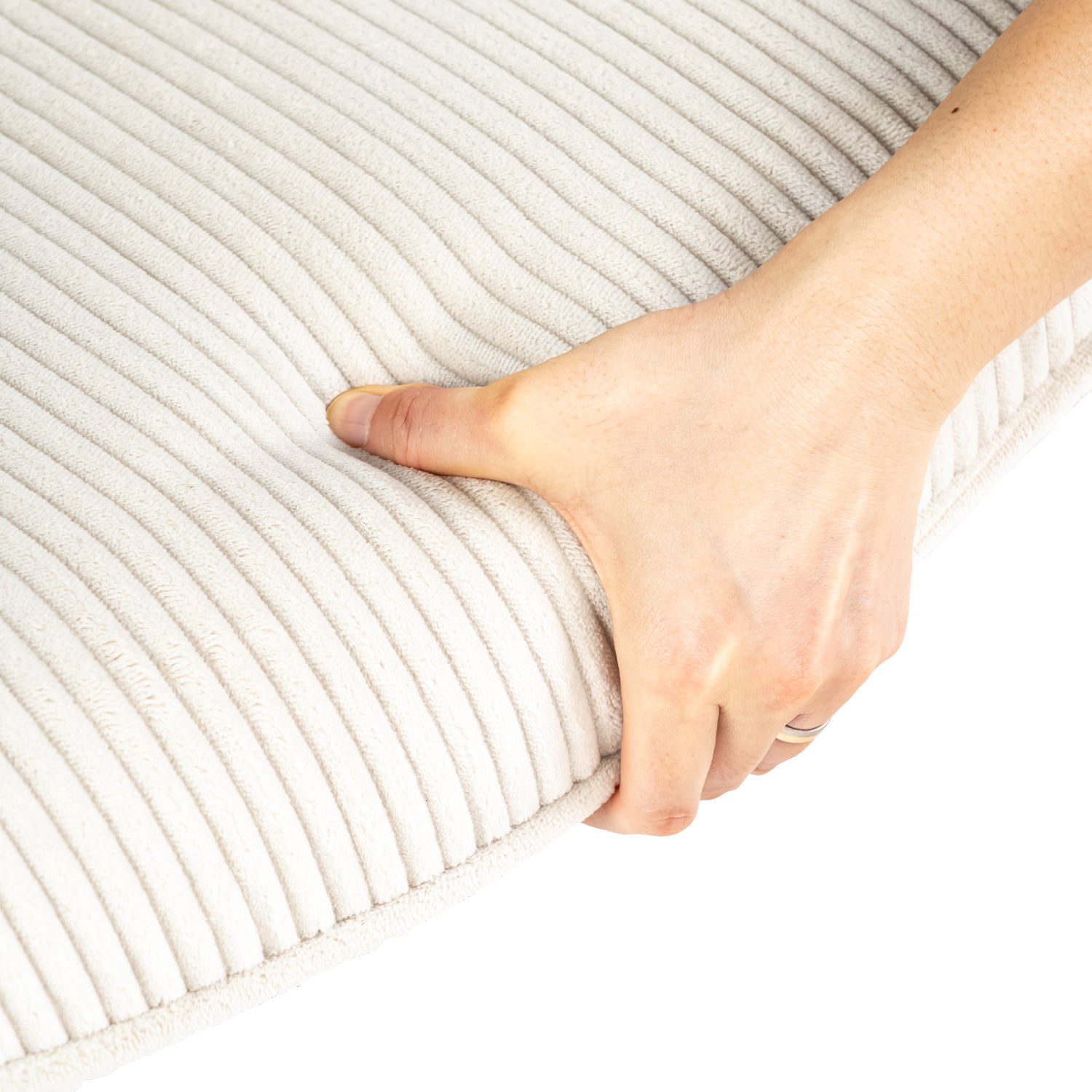 Fauteuil de loisirs réglable pivotant avec accoudoirs en velours côtelé beige - DUROTHIL