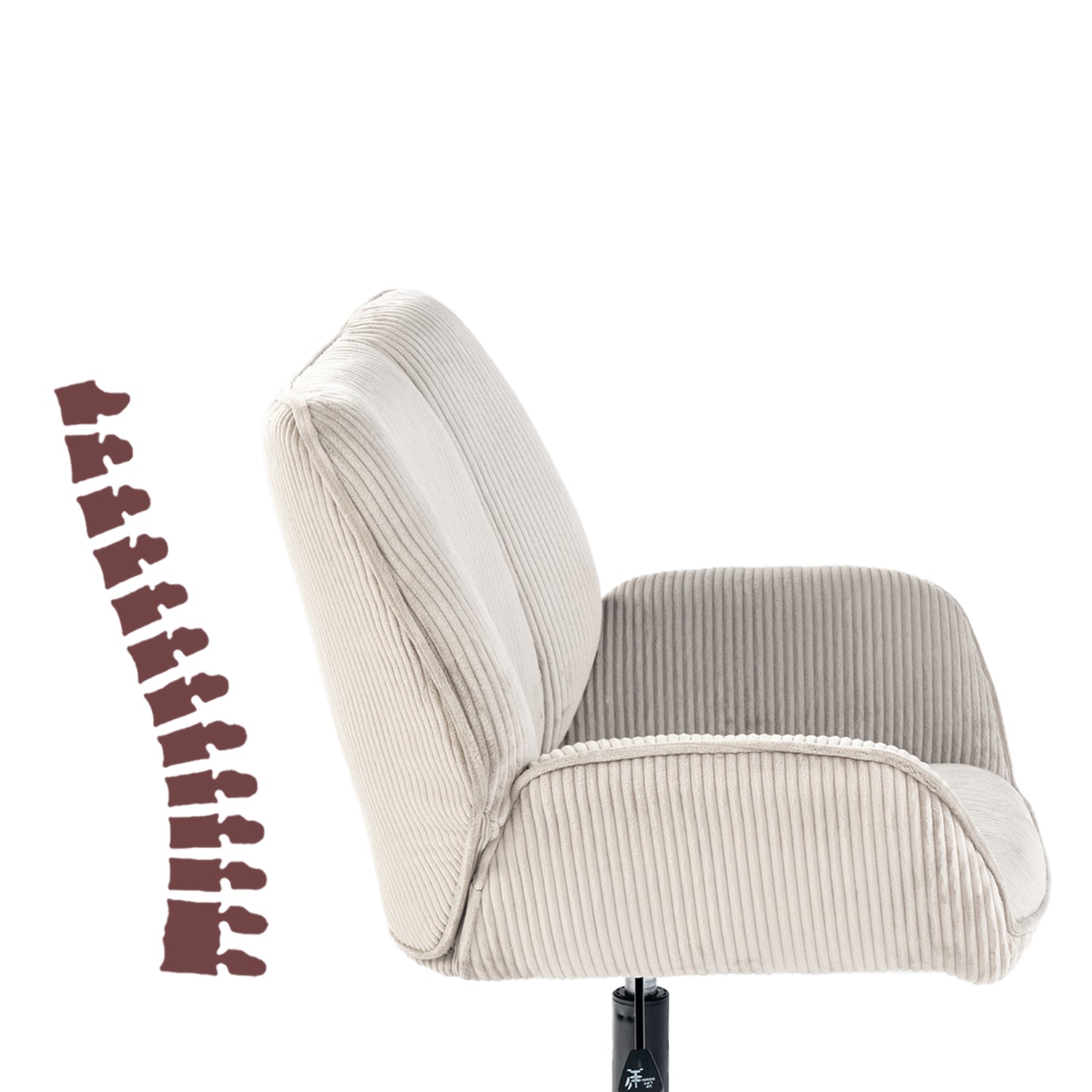 Drehbarer, verstellbarer Freizeitsessel mit grauen Cord-Armlehnen – DUROTHIL