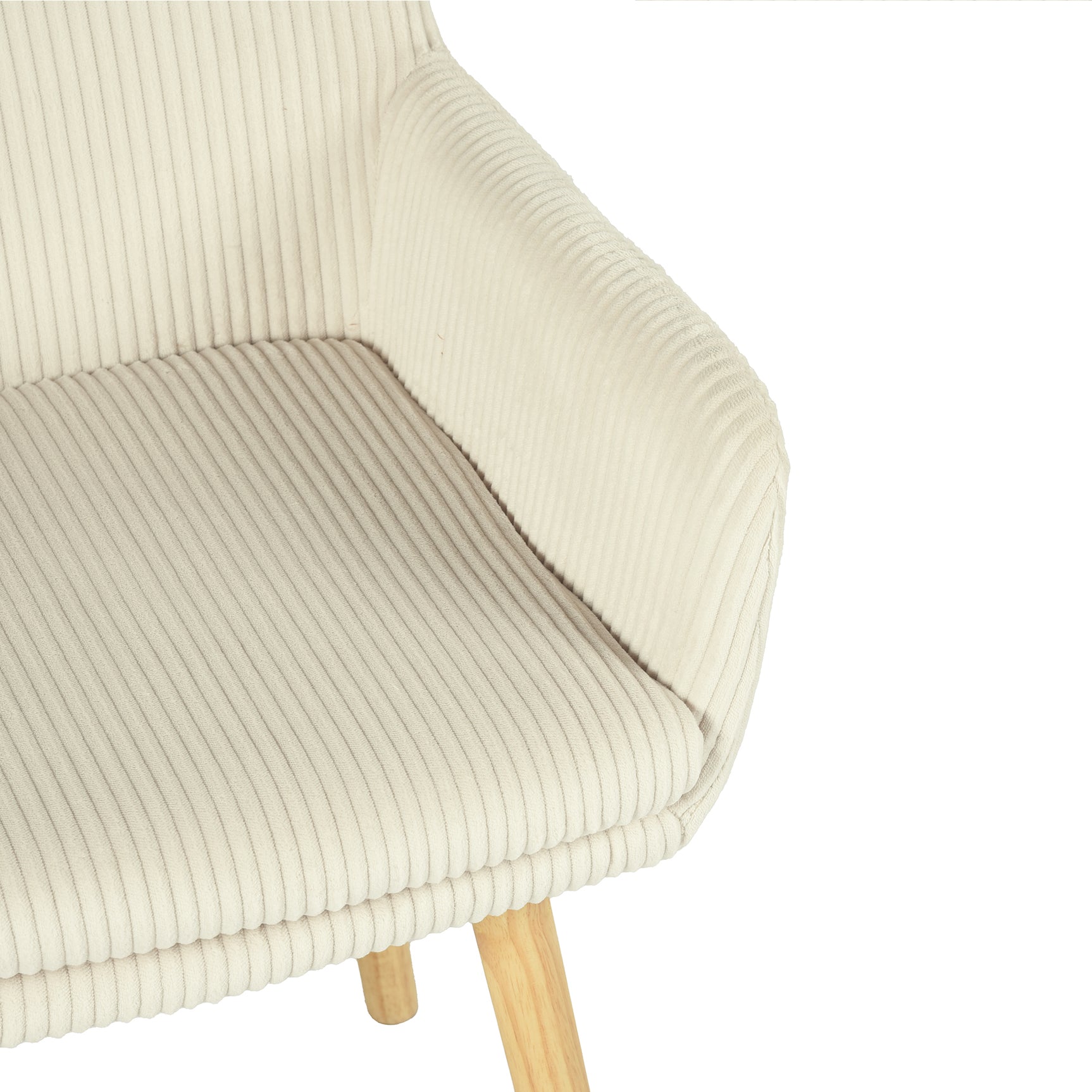 Lot de 2 chaises de salle à manger de style scandinave avec pieds en bois et accoudoirs en velours côtelé beige - ELIA