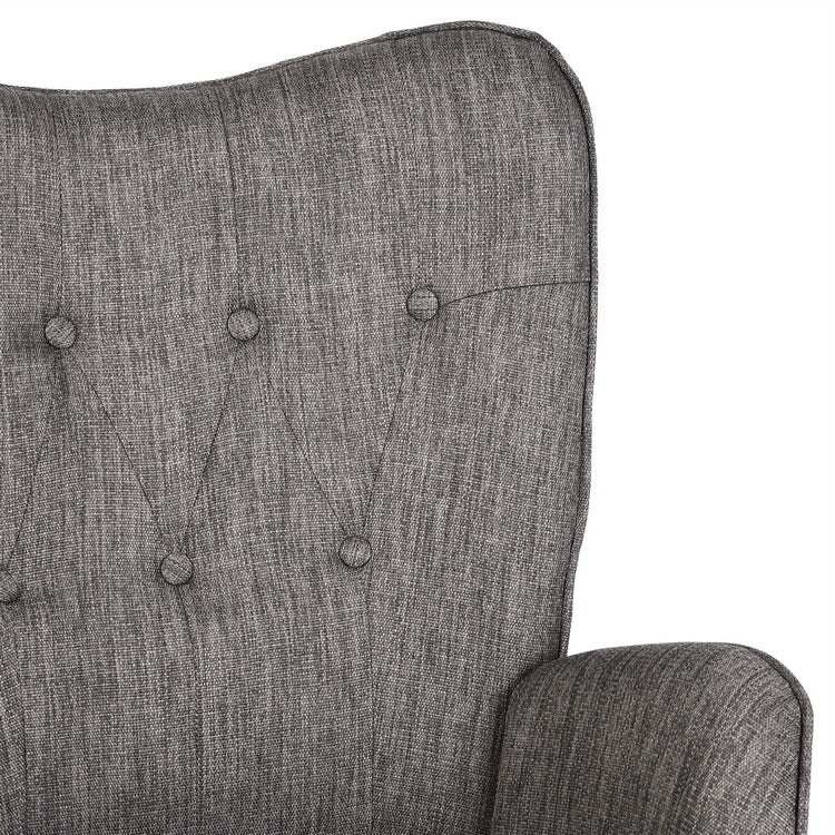 Fauteuil à bascule allaitement scandinave avec accoudoirs en tissu gris foncé capitonné - EPPING