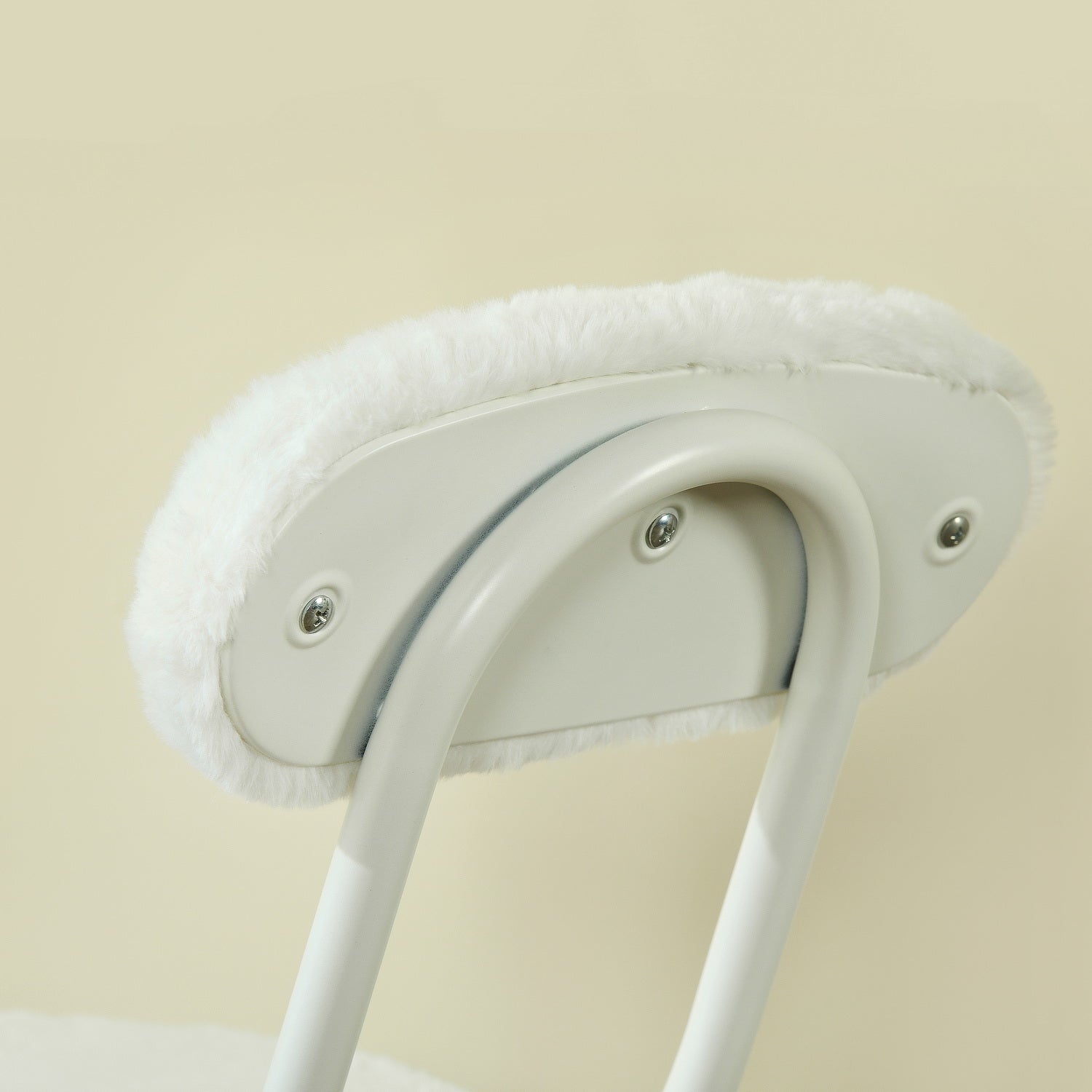 Set von 4 Stühlen/Klapphocker, runder Sitz im Stoff Fellfell weißes Fell - Ernst